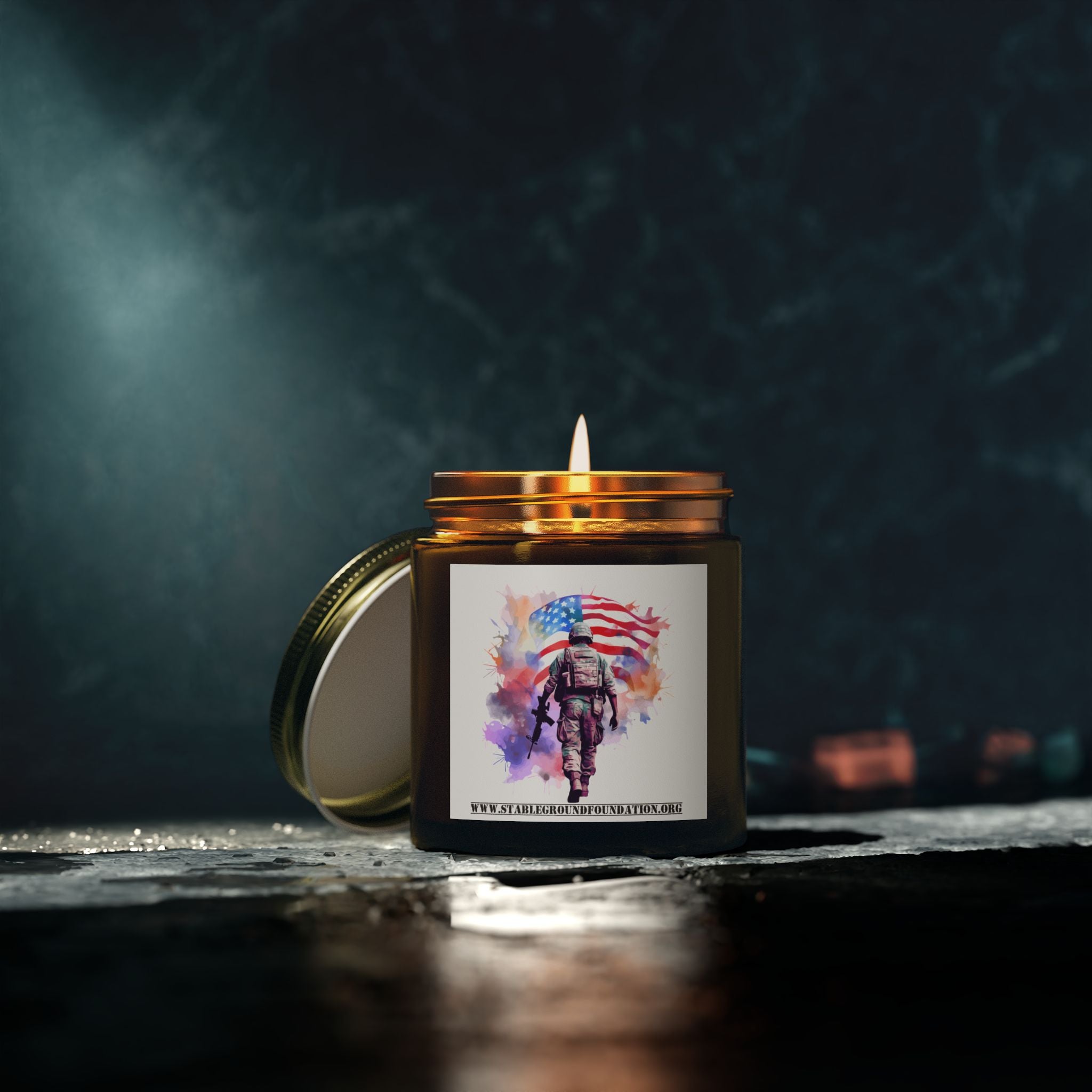 Watercolor Soldier Candle – Honor, Courage, and Freedom in Every Flame