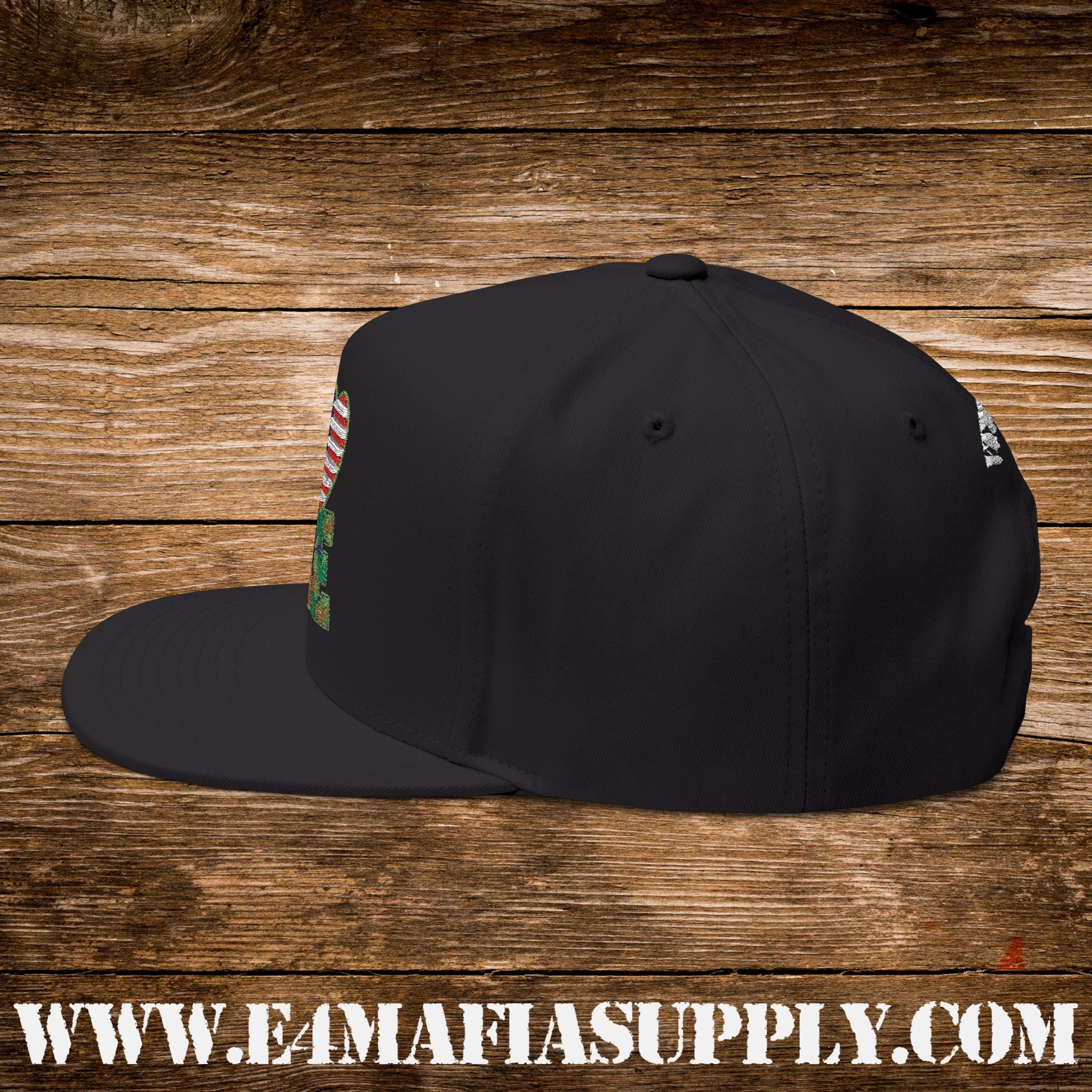 Patriotic “Love” Flat Bill Cap with American Flag Heart and Combat Boots