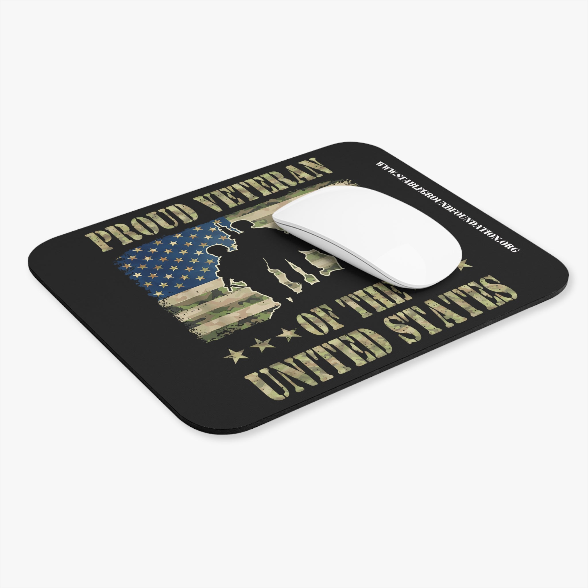 Proud Veteran of the United States – Camo Flag Mouse Pad
