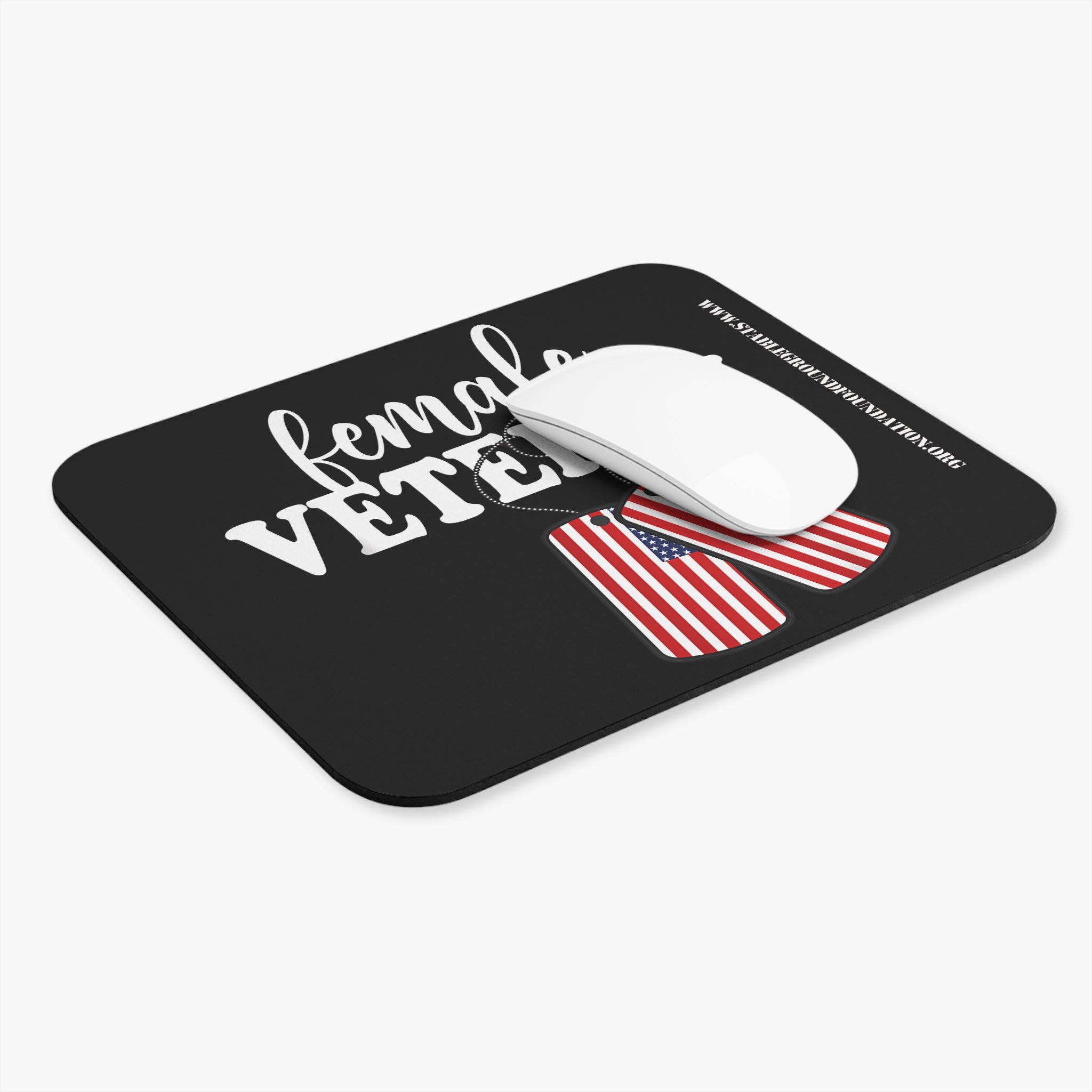 Female Veteran – American Flag Dog Tags Mouse Pad