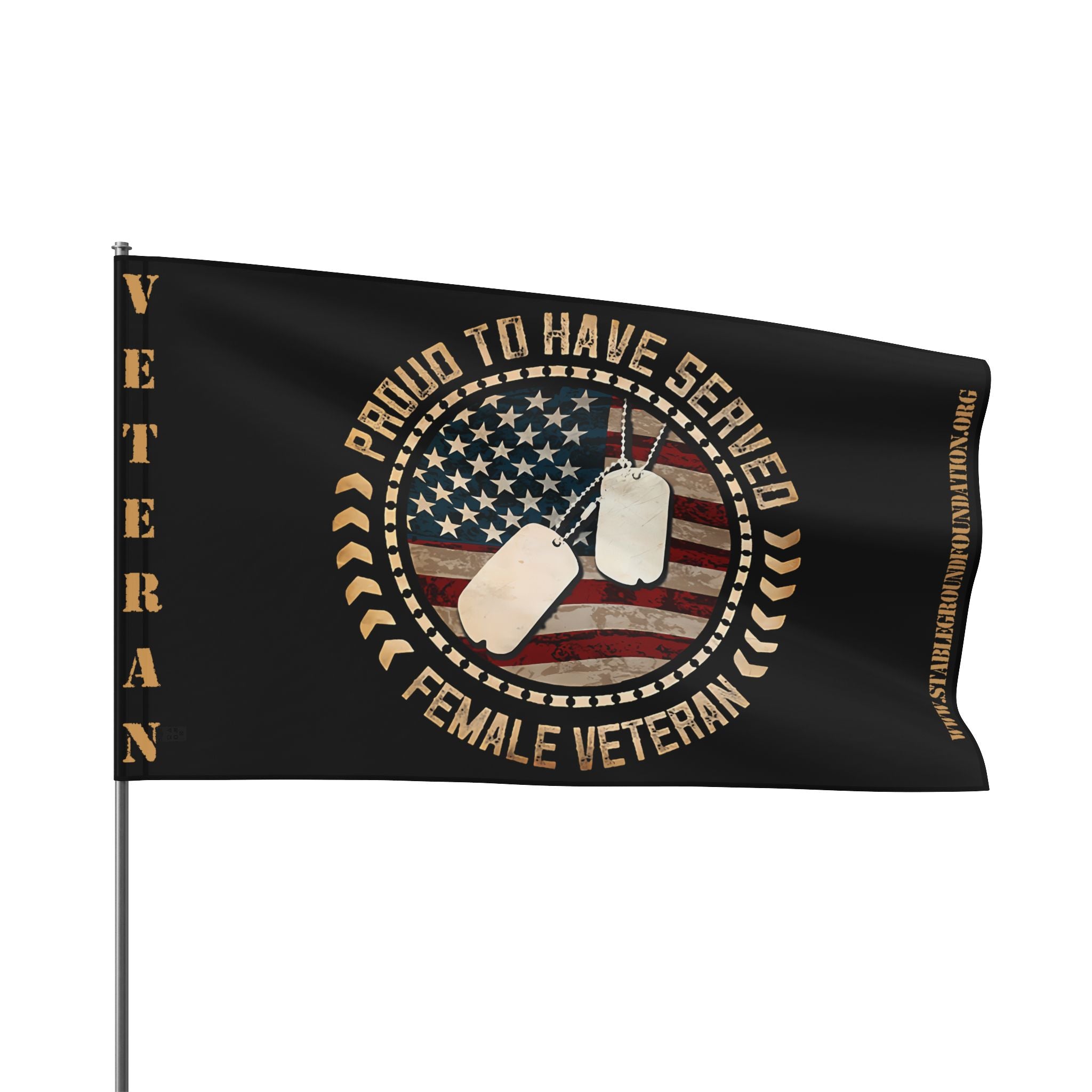 Proud to Have Served — Female Veteran Flag Honoring Courage and Commitment
