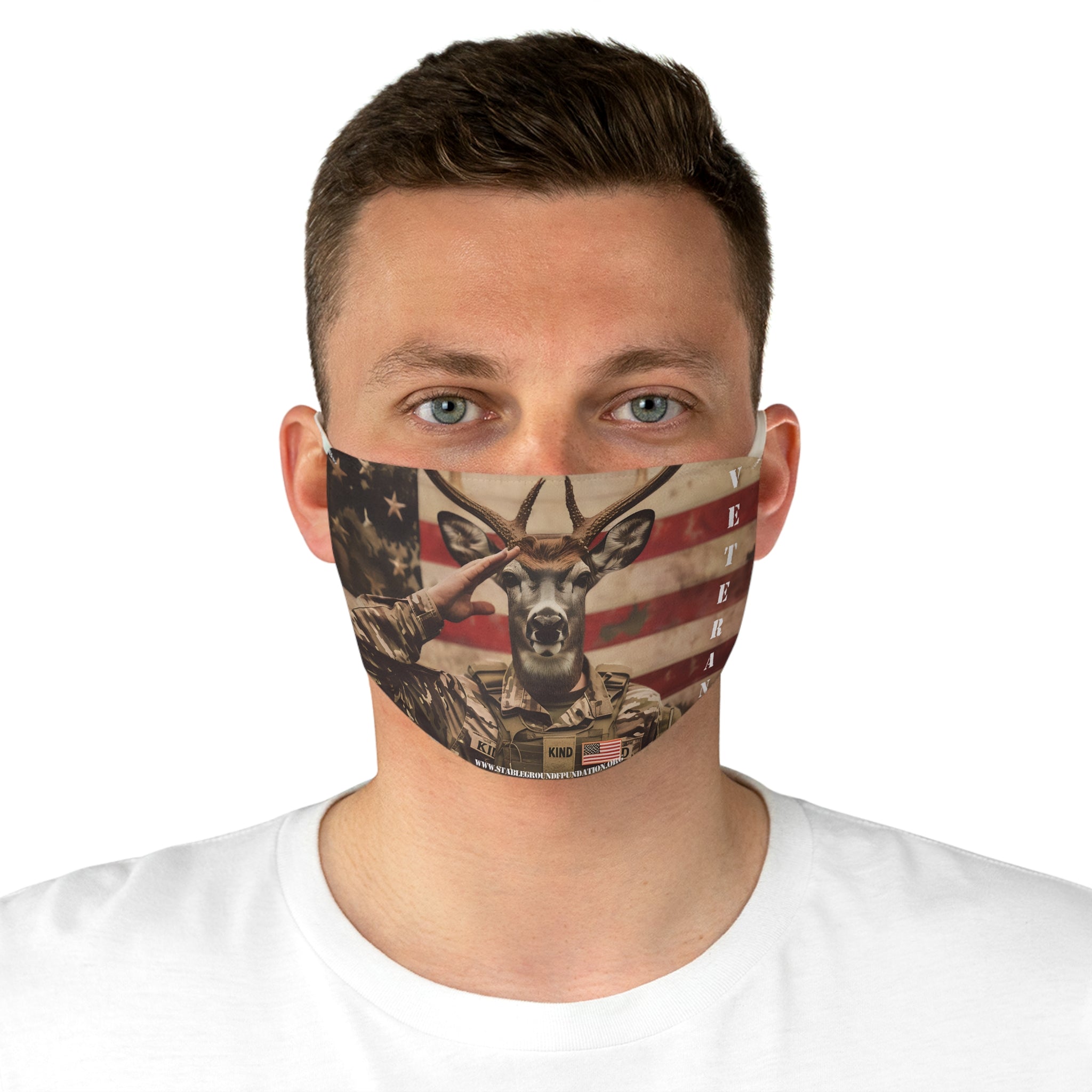 Deerly Devoted Veteran – Funny Patriotic Face Mask