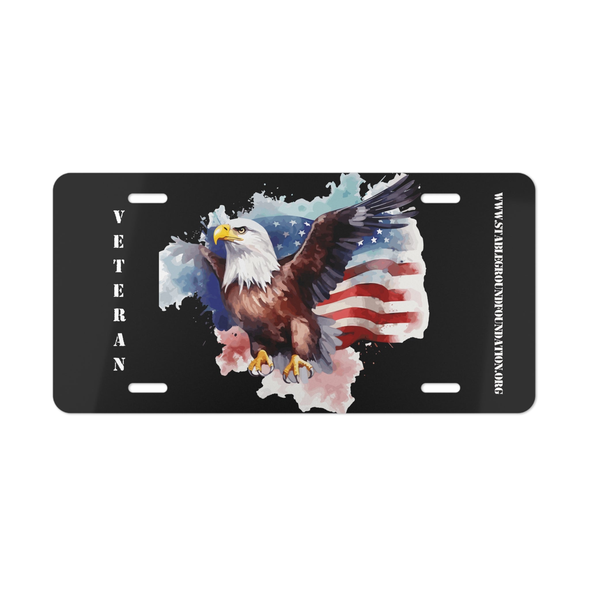 Veteran Bald Eagle Patriotic License Plate – American Flag Tribute