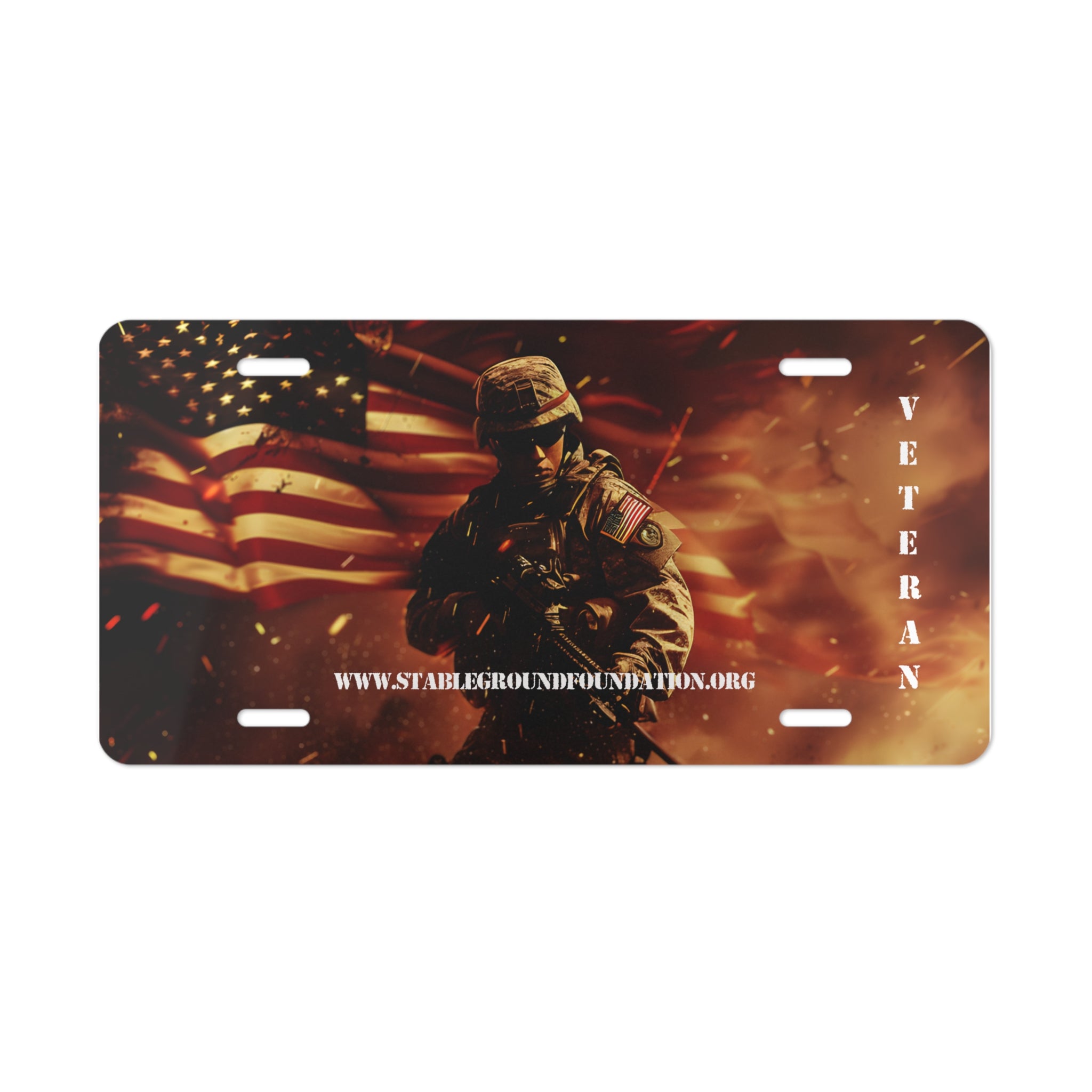 Fire & Glory – Veteran American Flag License Plate