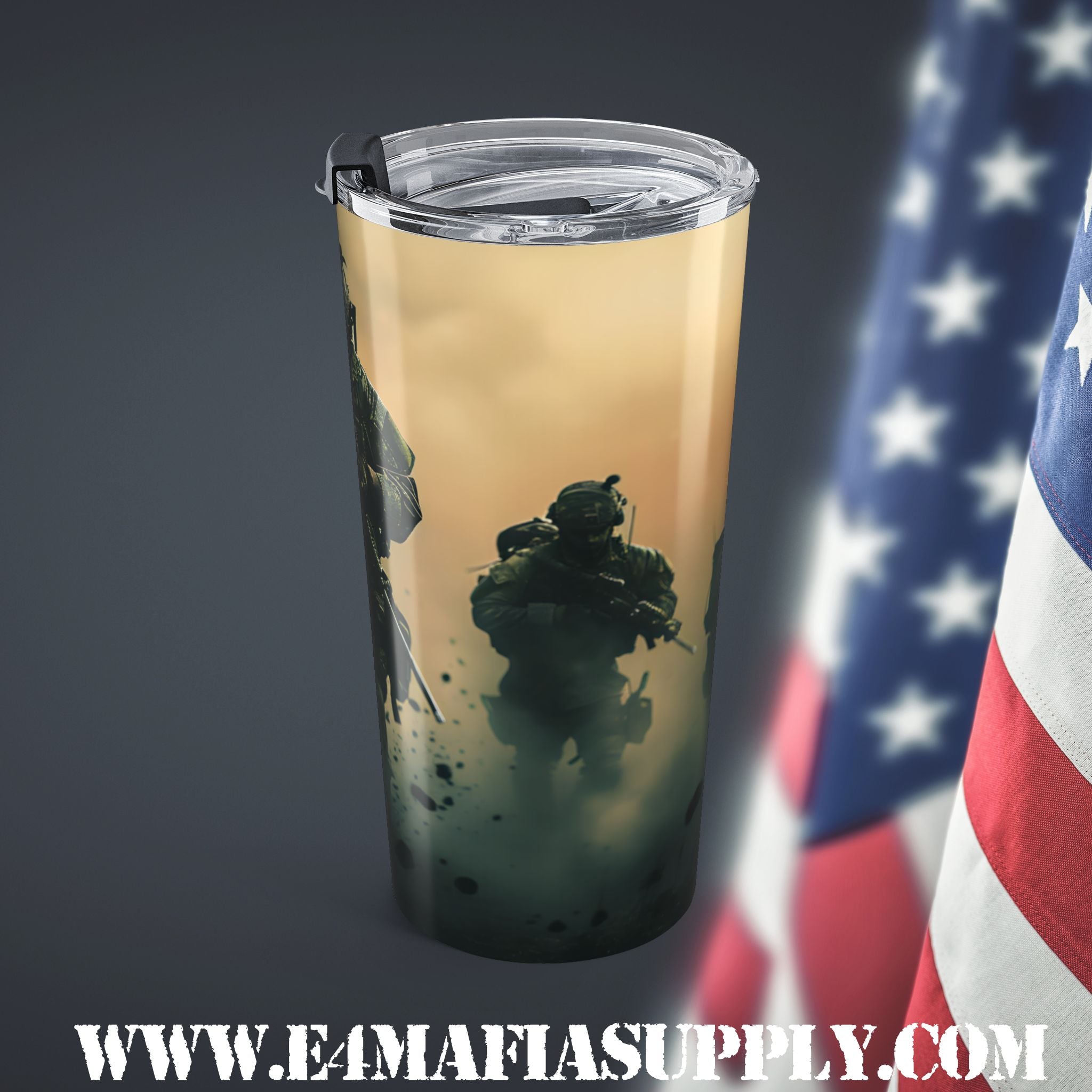 Through the Fire — Tactical Soldier Tumbler for Warriors Who Never Qui