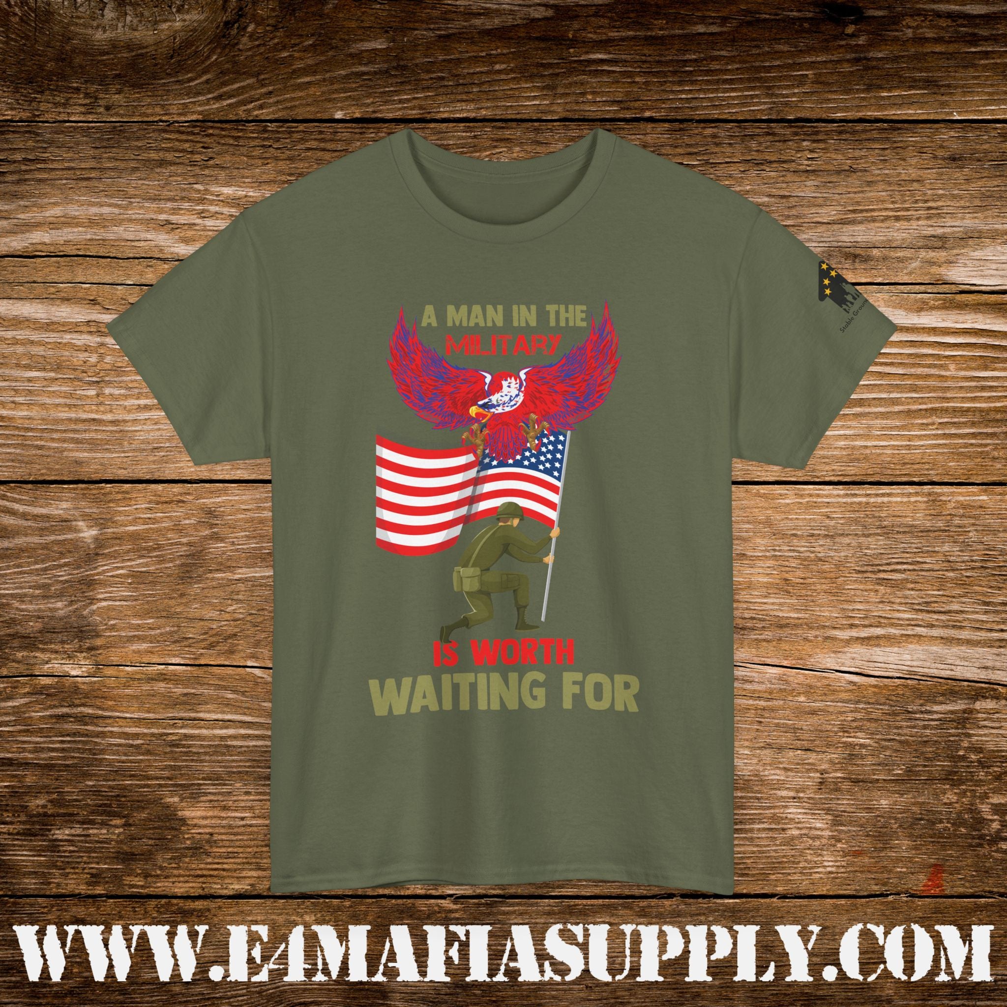 “A Man in the Military Is Worth Waiting For” – Patriotic Love & Service T-Shirt