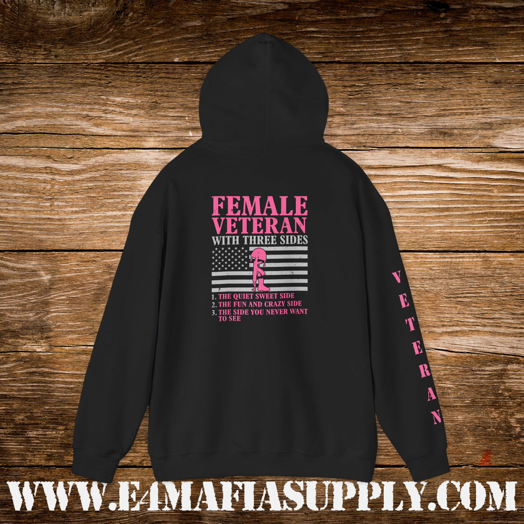 Female Veteran With Three Sides Hoodie