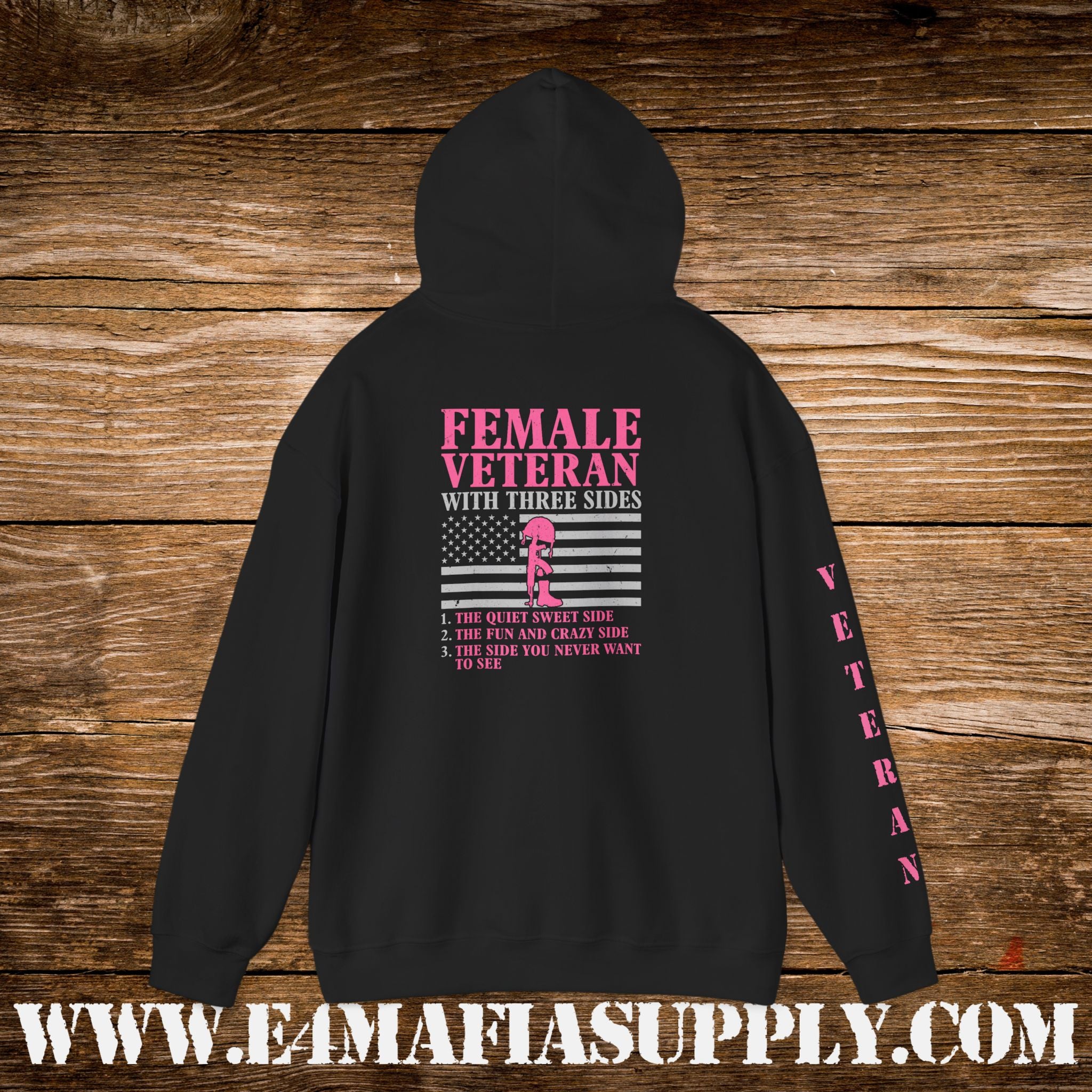 Female Veteran With Three Sides Hoodie