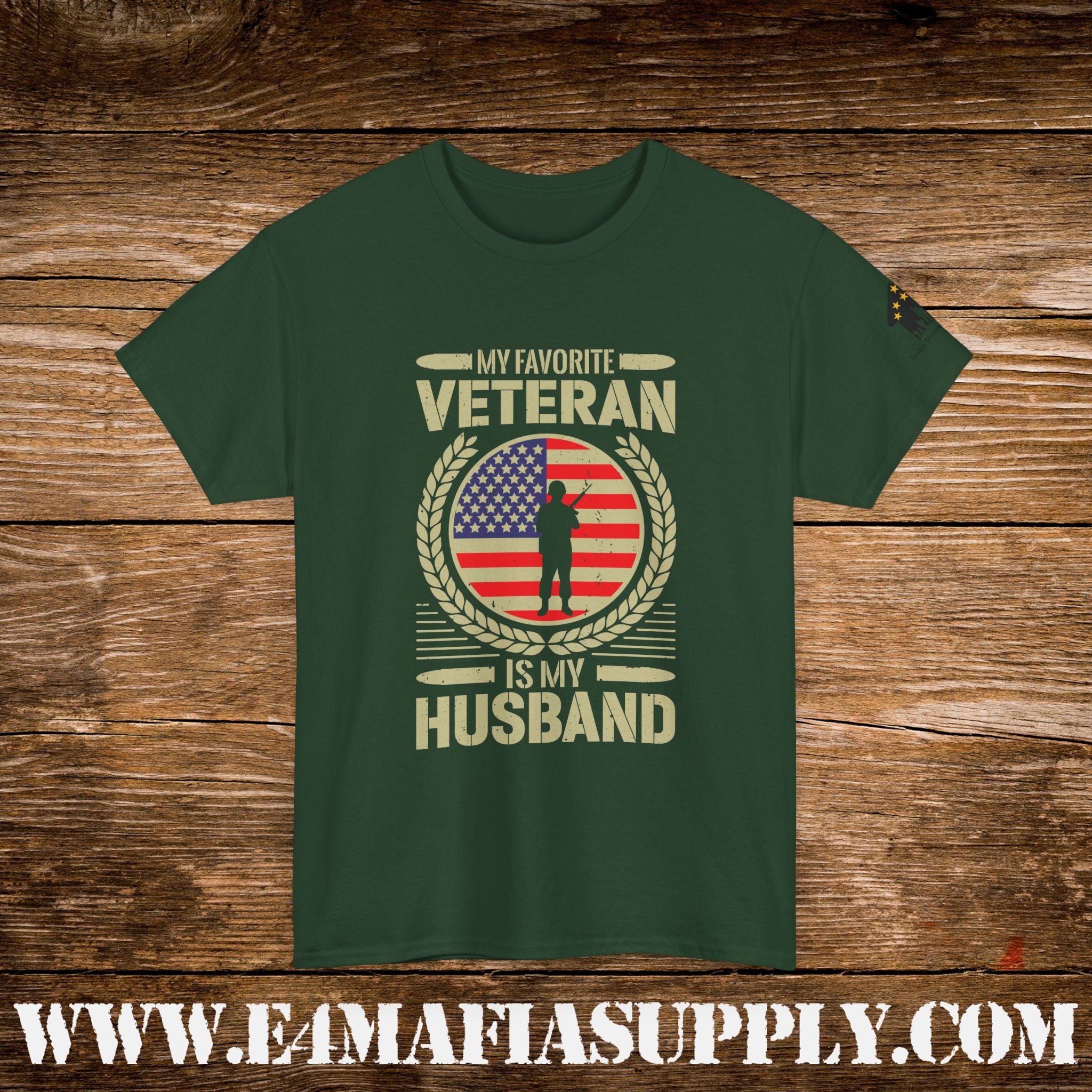 “My Favorite Veteran Is My Husband” – Patriotic Military Wife T-Shirt