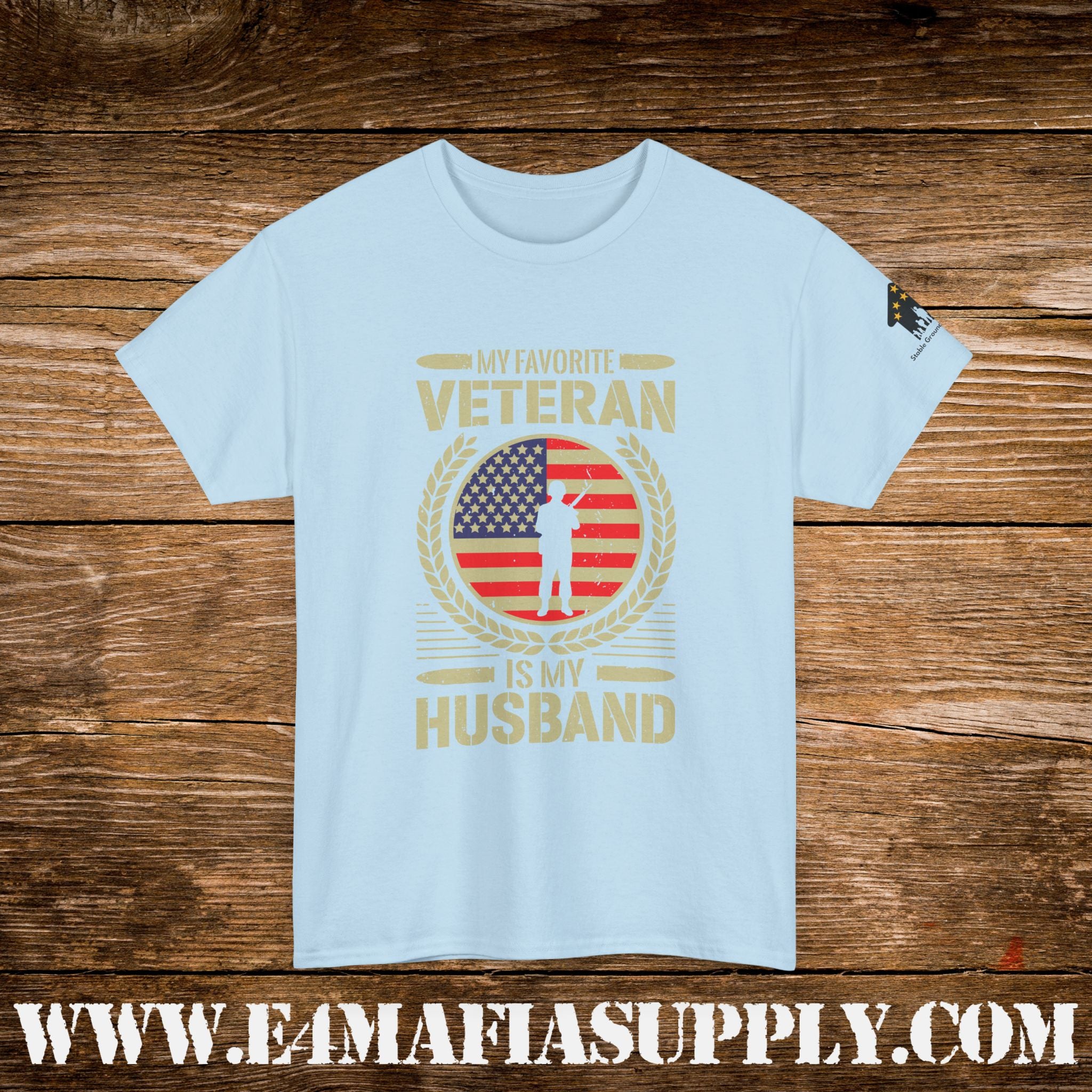 “My Favorite Veteran Is My Husband” – Patriotic Military Wife T-Shirt
