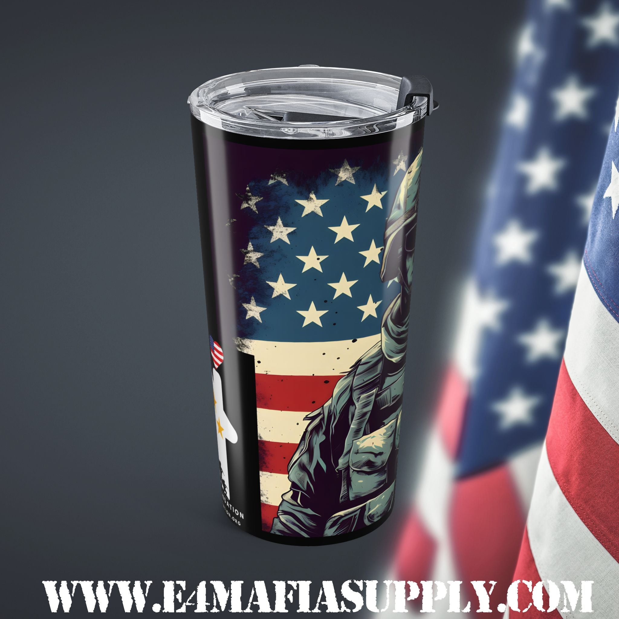 Patriotic Soldier Tumbler – American Flag Military Travel Cup