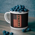 American Flag Veteran Coffee Cup – Rustic Patriotic Enamel Cup