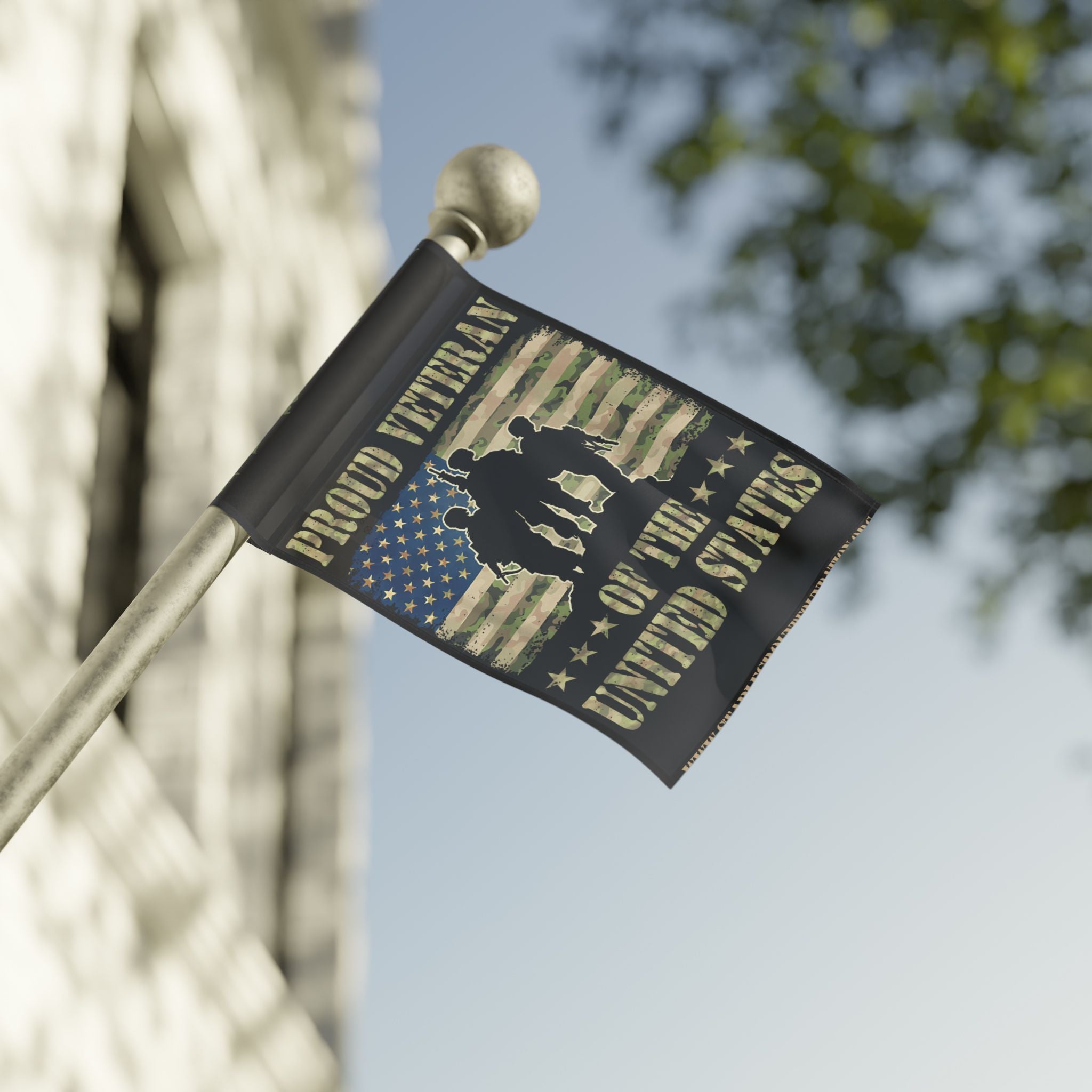 Proud Veteran of the United States — Camouflage American Flag Honoring Service