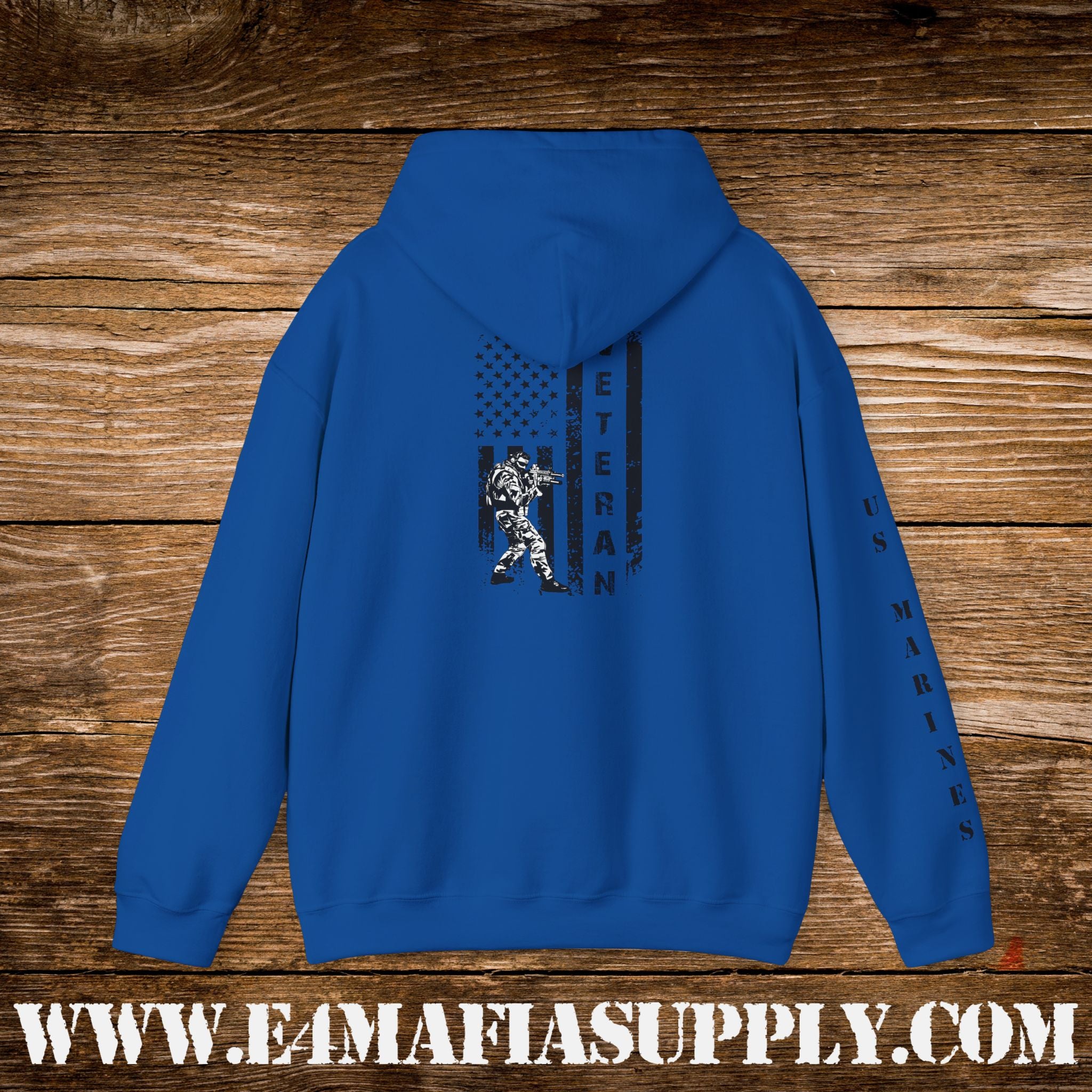 US Marines Vertical Flag Veteran Hoodie