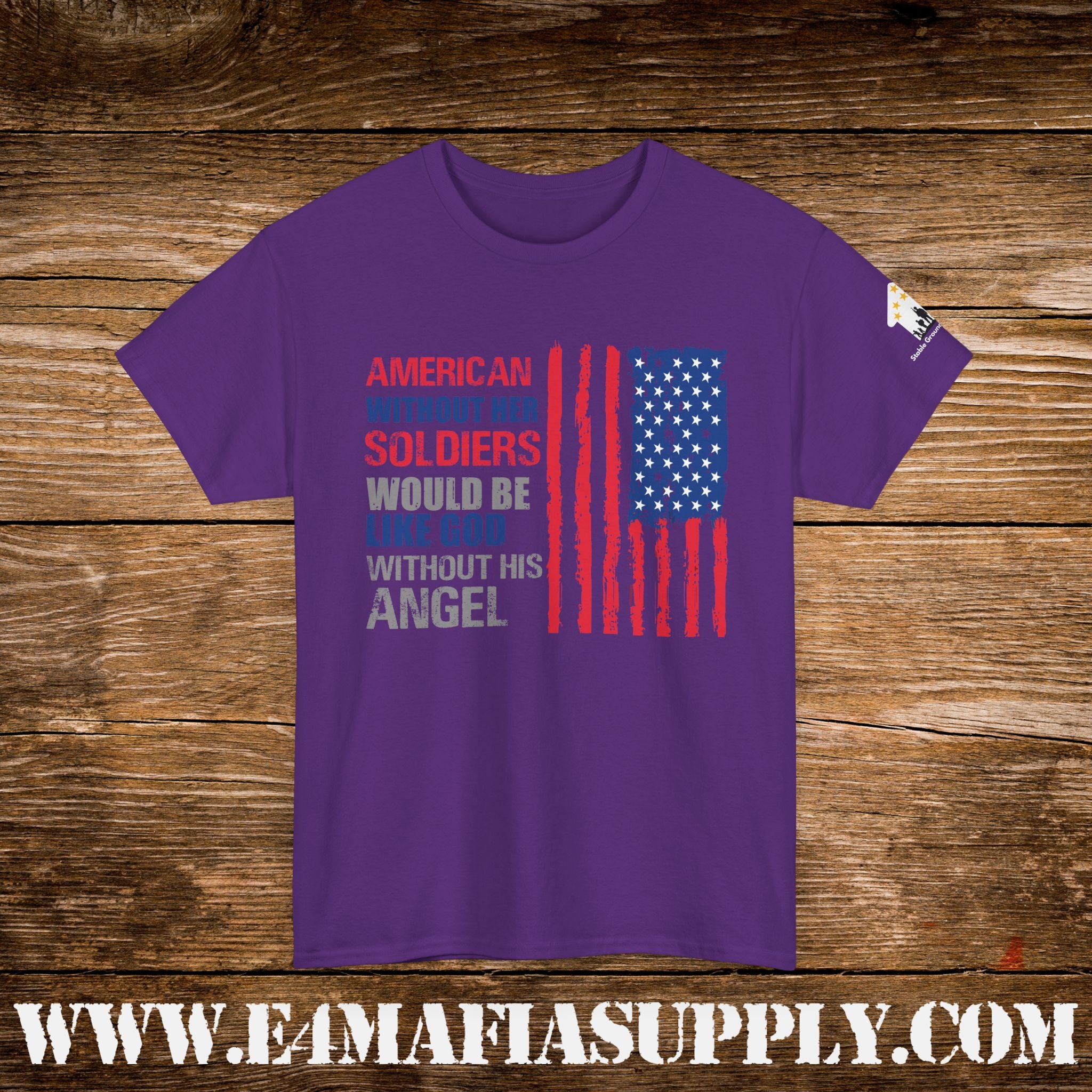 “America Without Her Soldiers” – Patriotic American Flag Quote T-Shirt