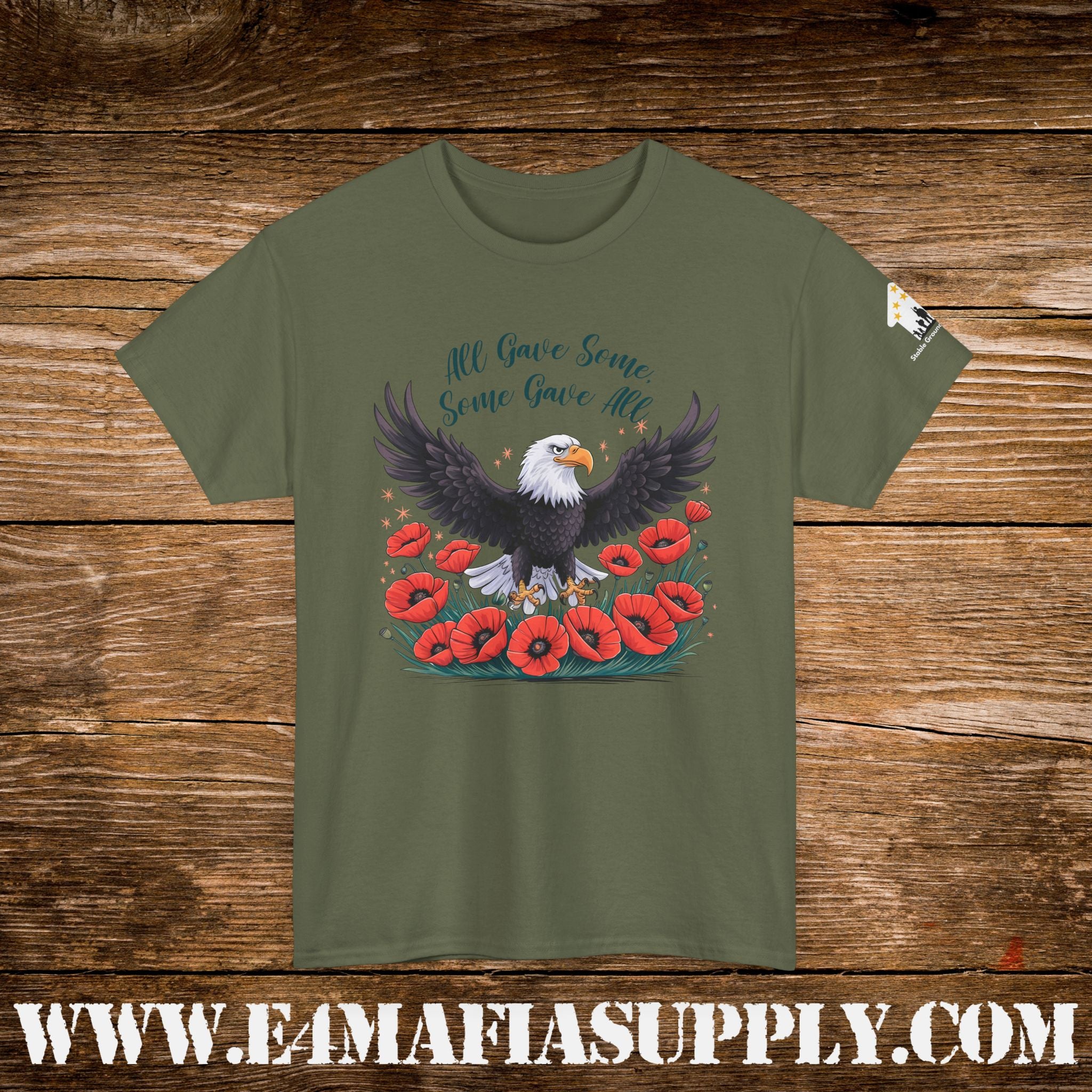 “All Gave Some, Some Gave All” – Bald Eagle & Poppies Memorial Veteran T-Shirt