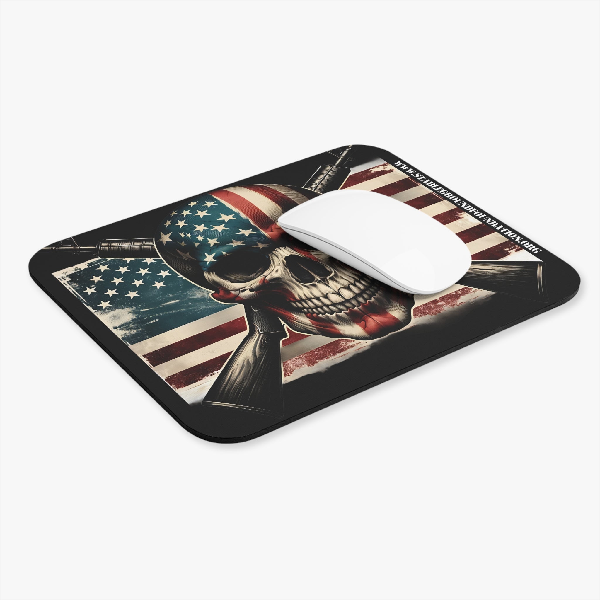 Freedom Never Dies – American Flag Skull Mouse Pad