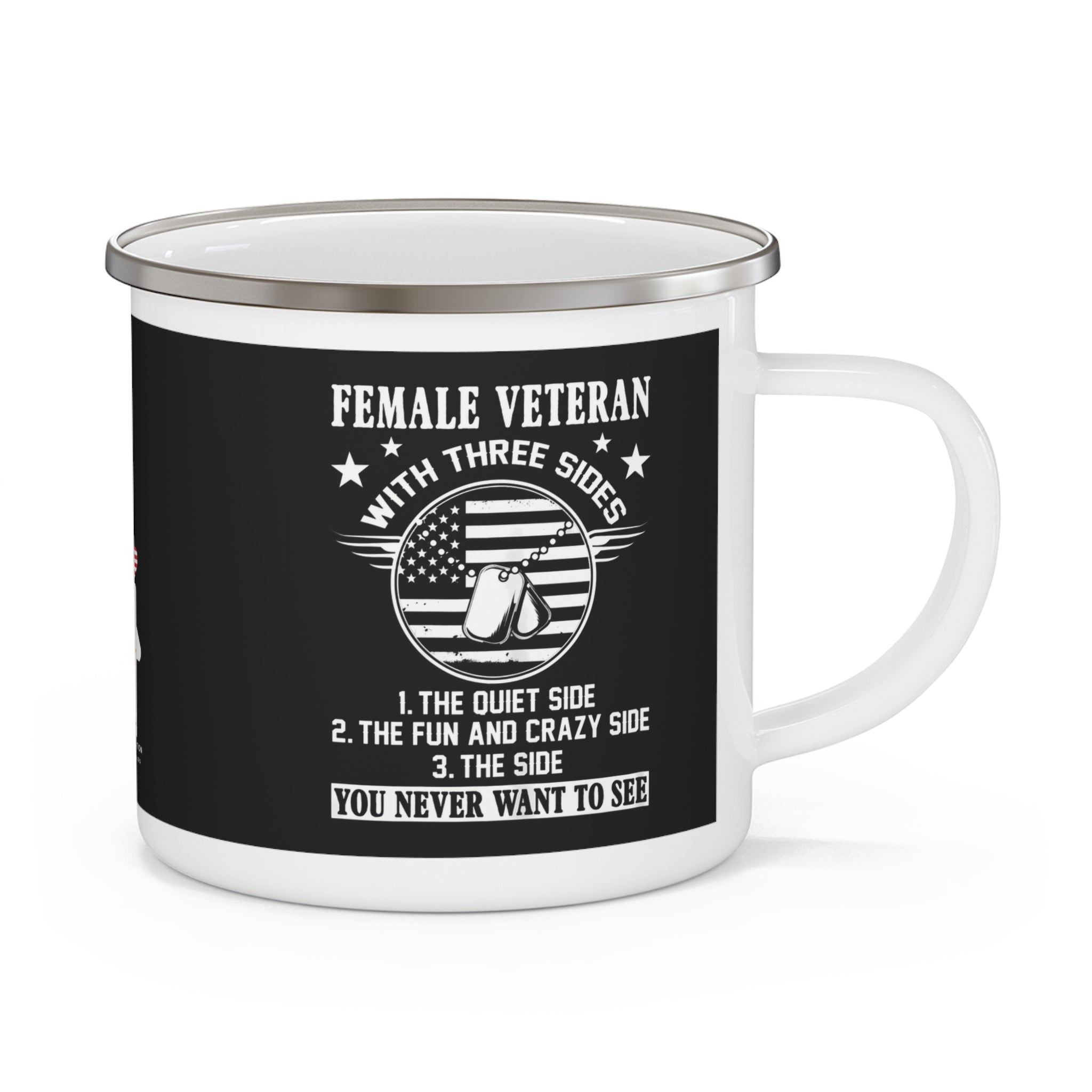 Female Veteran Mug – Warning: We Have Three Sides