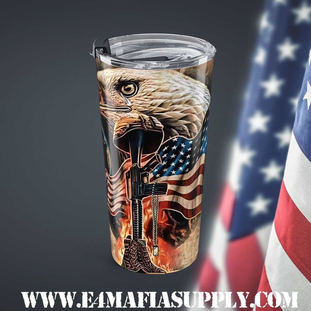 Proud Veteran — Rustic American Flag Tumbler for Those Who Served