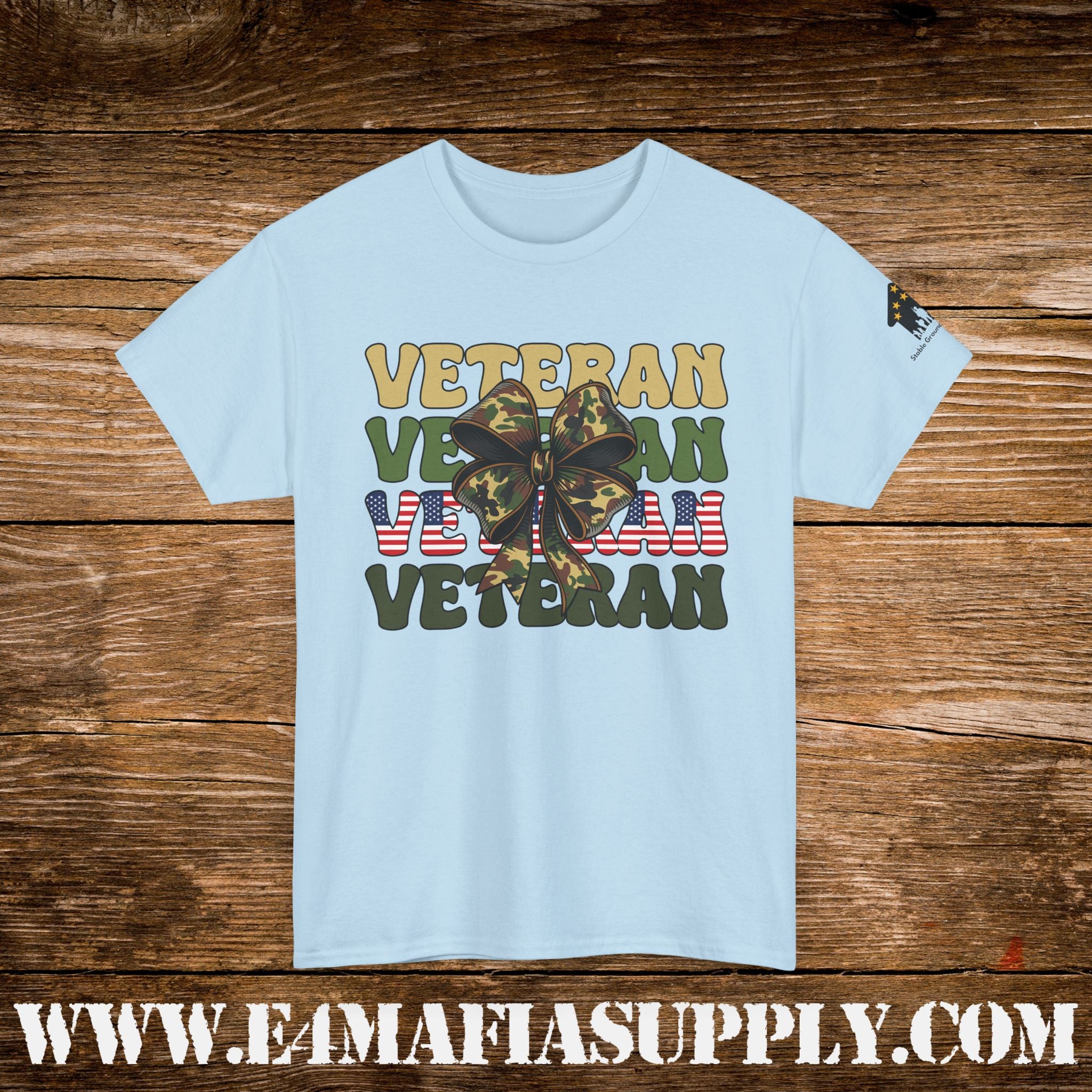 “Veteran” – American Flag Camo Butterfly T-Shirt