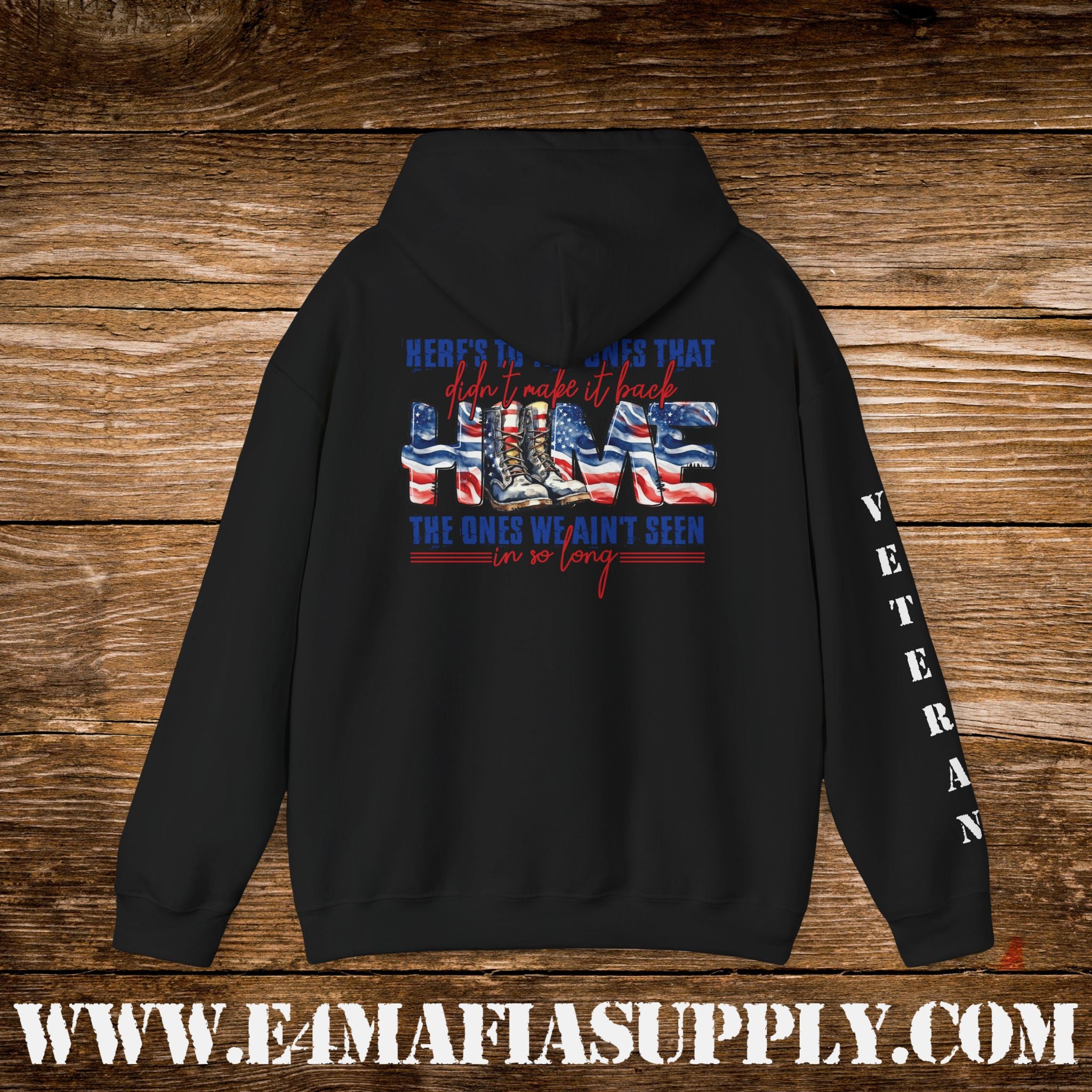 “Here’s to the Ones That Didn’t Make It Home” Patriotic Veteran Memorial Hoodie