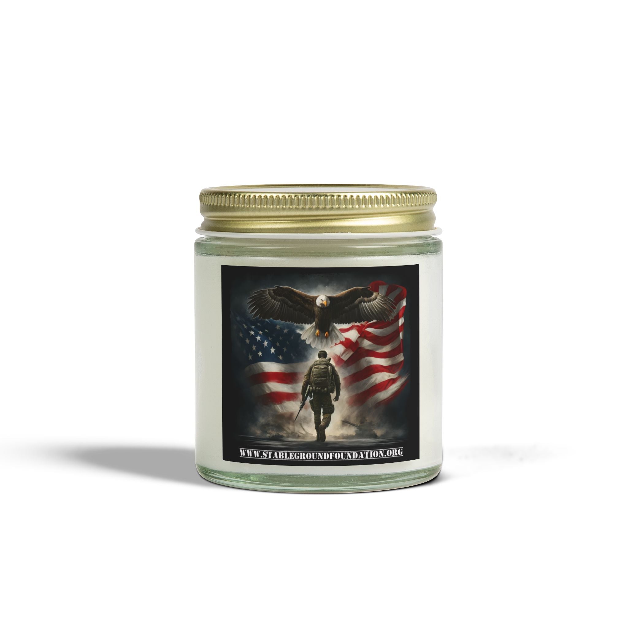 Defenders of Freedom Candle – Soldier with American Flag Tribute