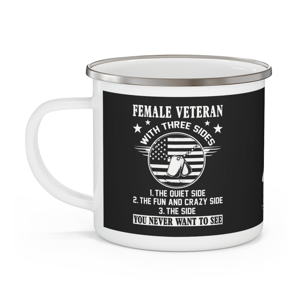 Female Veteran Mug – Warning: We Have Three Sides