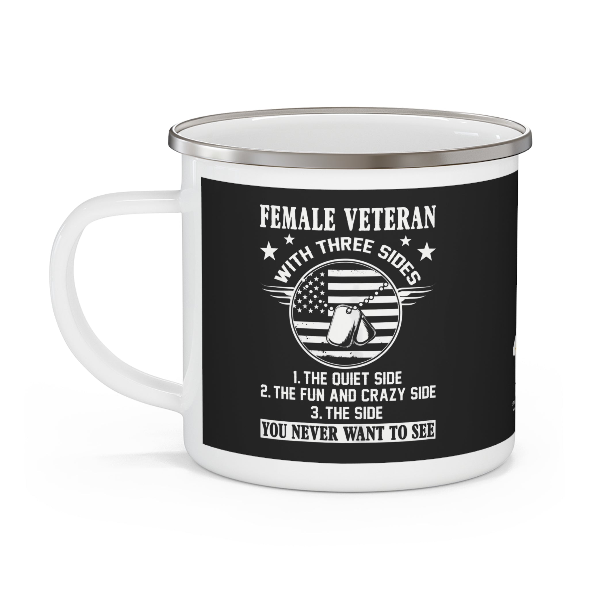 Female Veteran Mug – Warning: We Have Three Sides