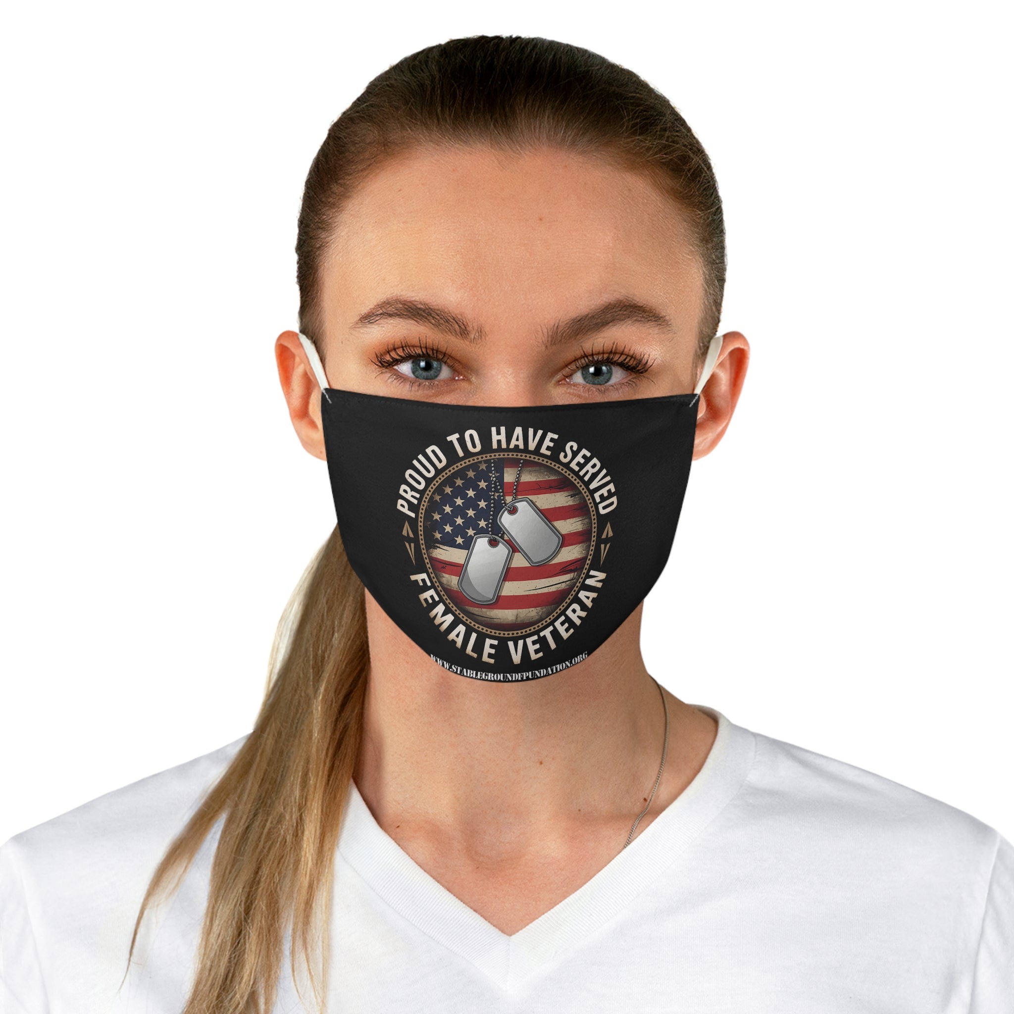 Proud to Have Served – Female Veteran American Flag Face Mask