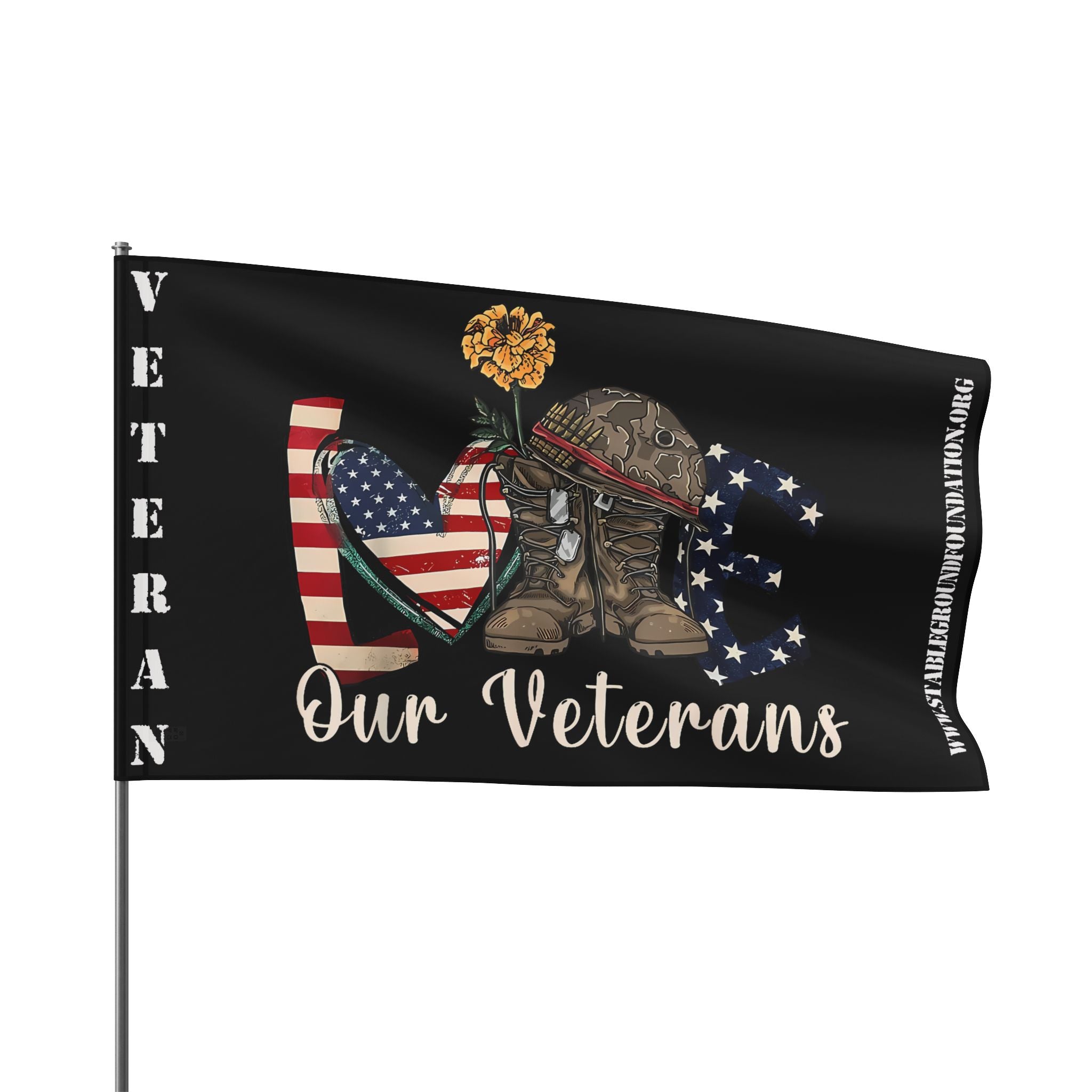 Love Our Veterans — Patriotic Flag Honoring Service, Sacrifice & Strength