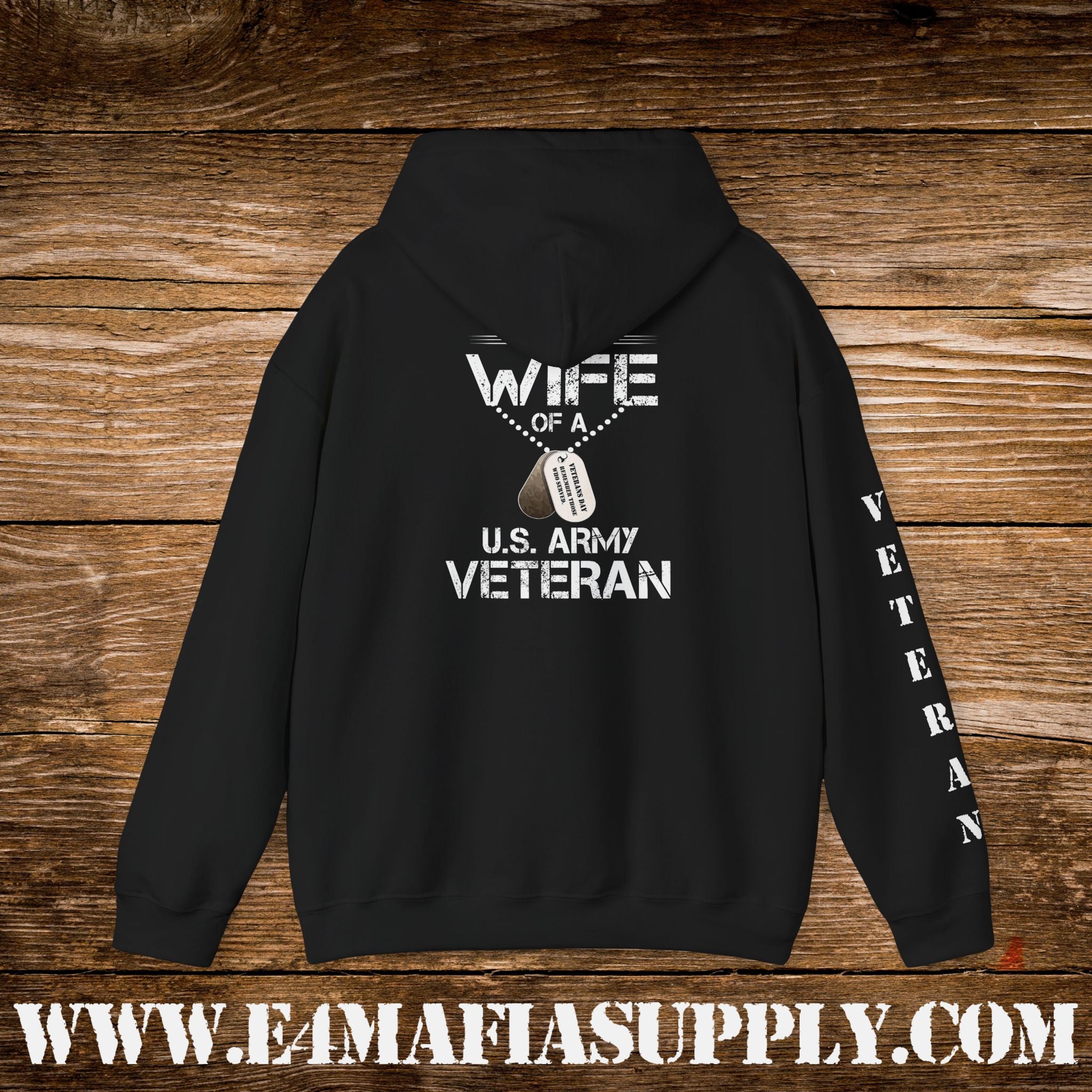 “Proud Wife of a U.S. Army Veteran” Military Hoodie