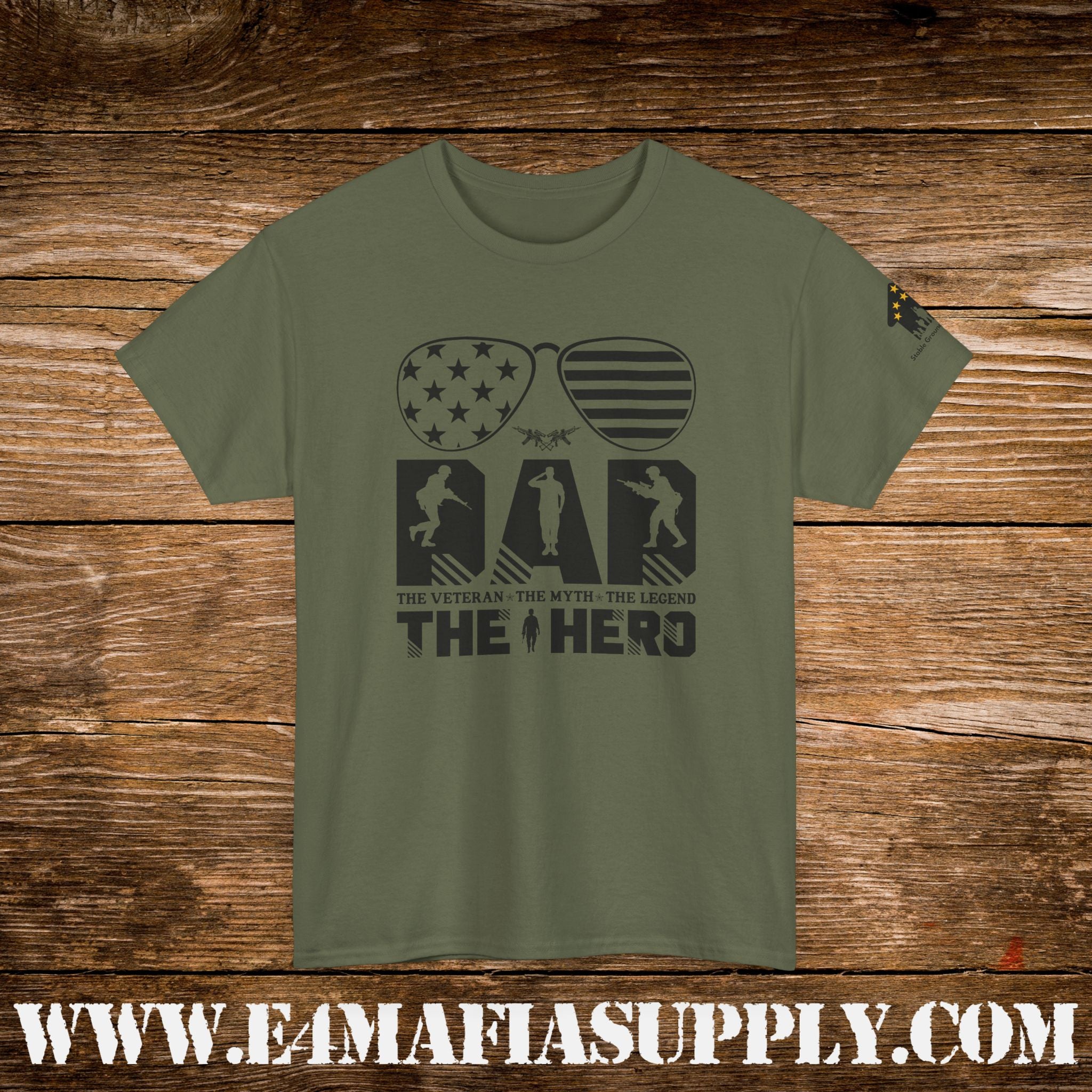 “The Veteran. The Myth. The Legend. The Hero.” – Patriotic Military Sunglasses T-Shirt