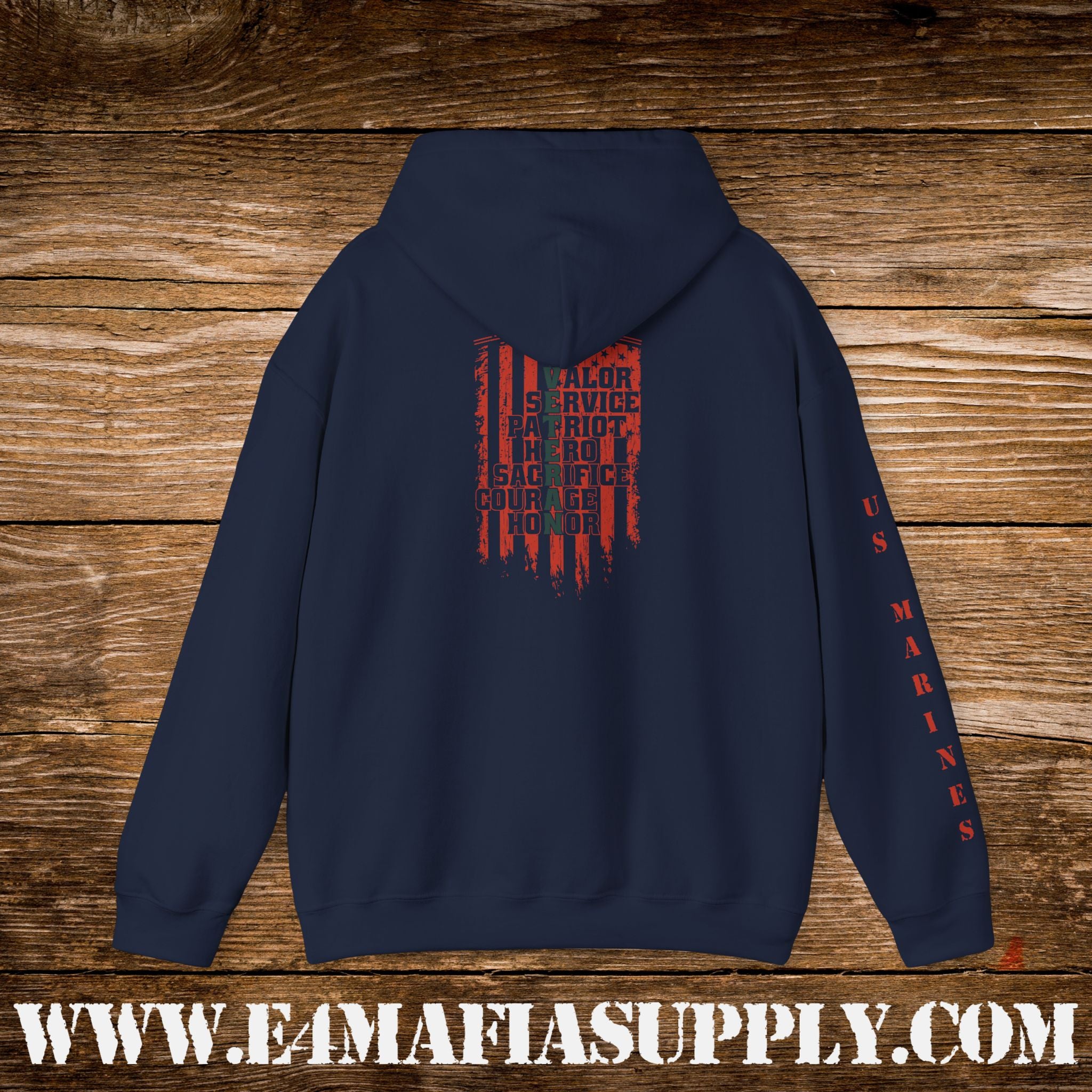 Valour, Service, Patriot, Hero – US Marines Hoodie