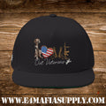 Patriotic “Love Our Veterans” Flat Bill Cap with American Flag Heart Design