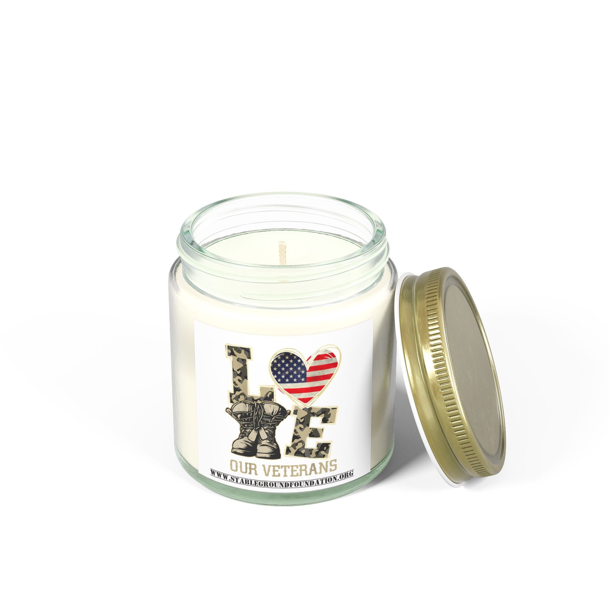 Love Our Veterans Candle – Soldier Silhouette Tribute Candle