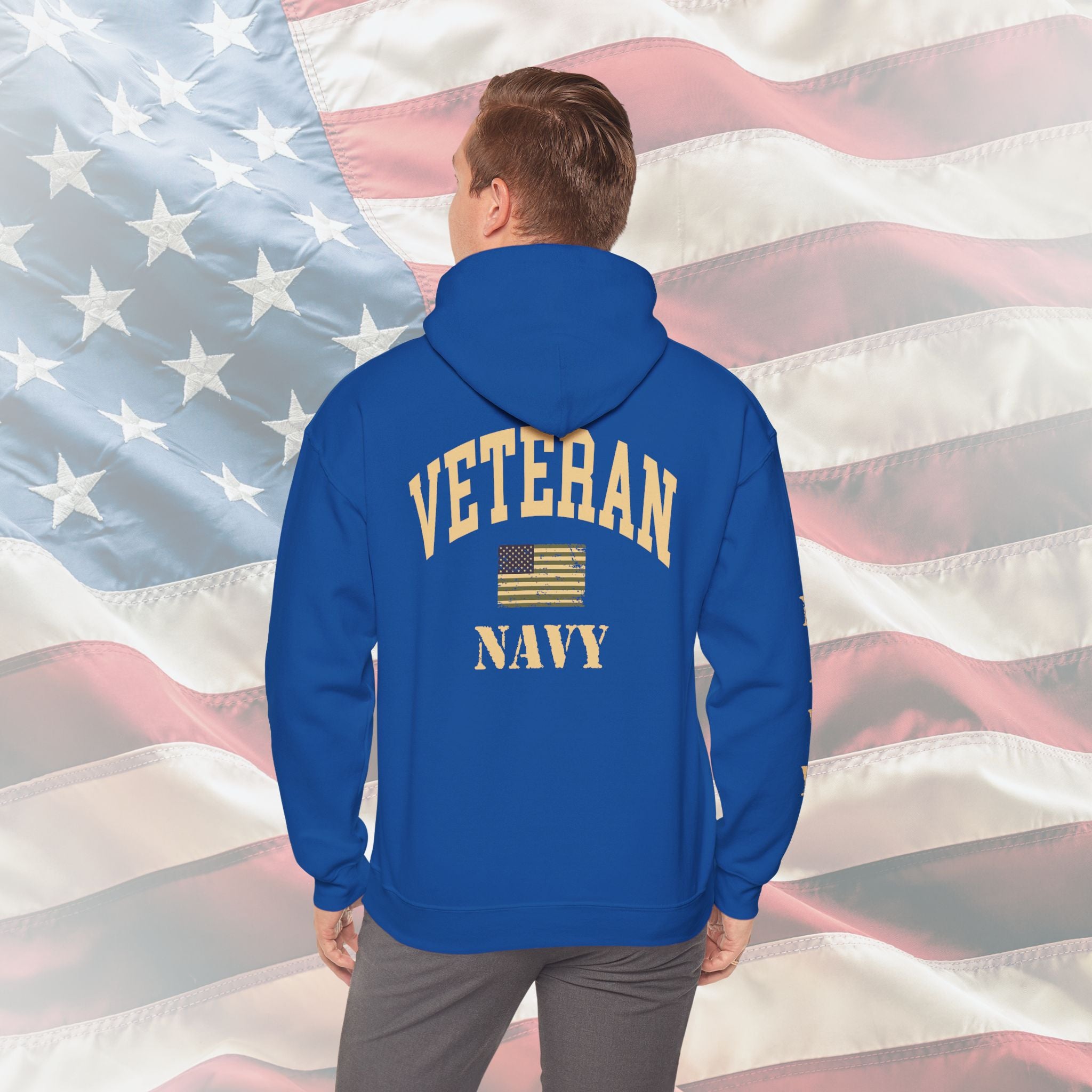 “Navy Veteran Flag” Military Pride Hoodie
