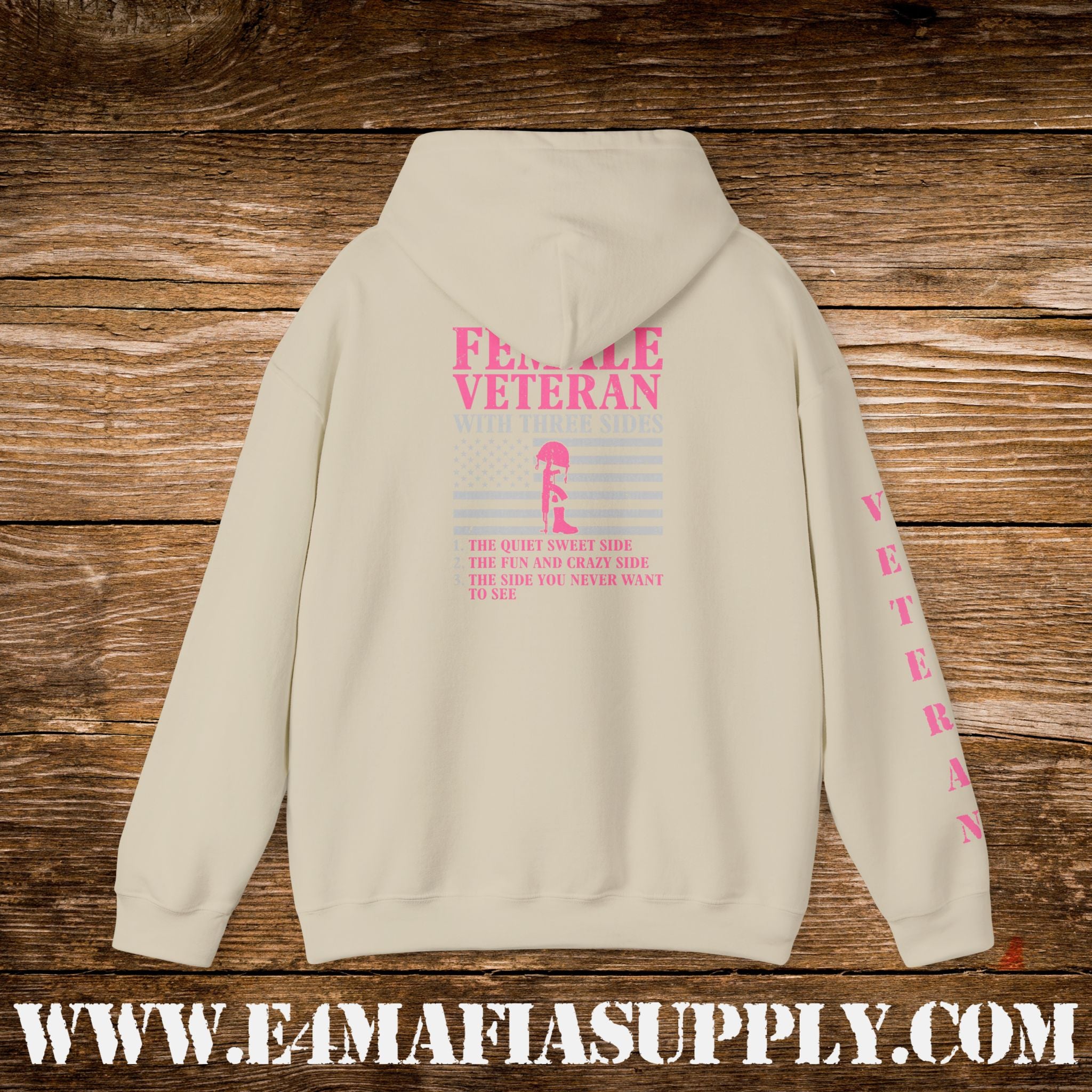 Female Veteran With Three Sides Hoodie