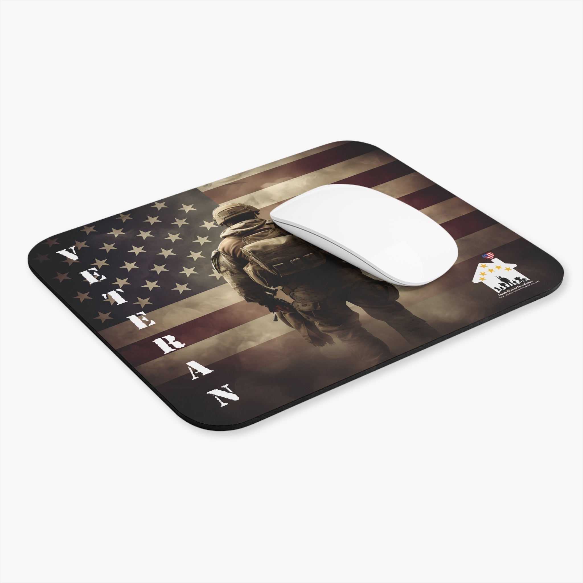 Veteran American Flag Soldier Mouse Pad – Strength, Honor, and Patriotism
