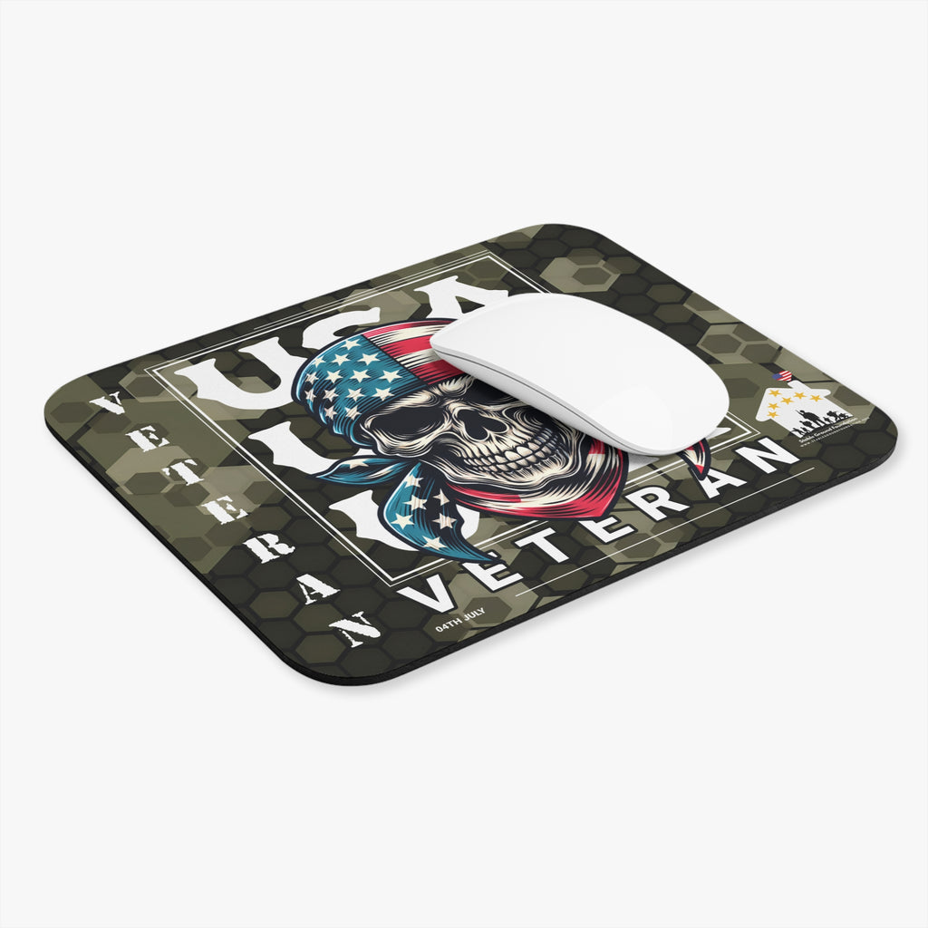 USA Veteran Skull Bandana Mouse Pad – Bold Patriotic Military Design