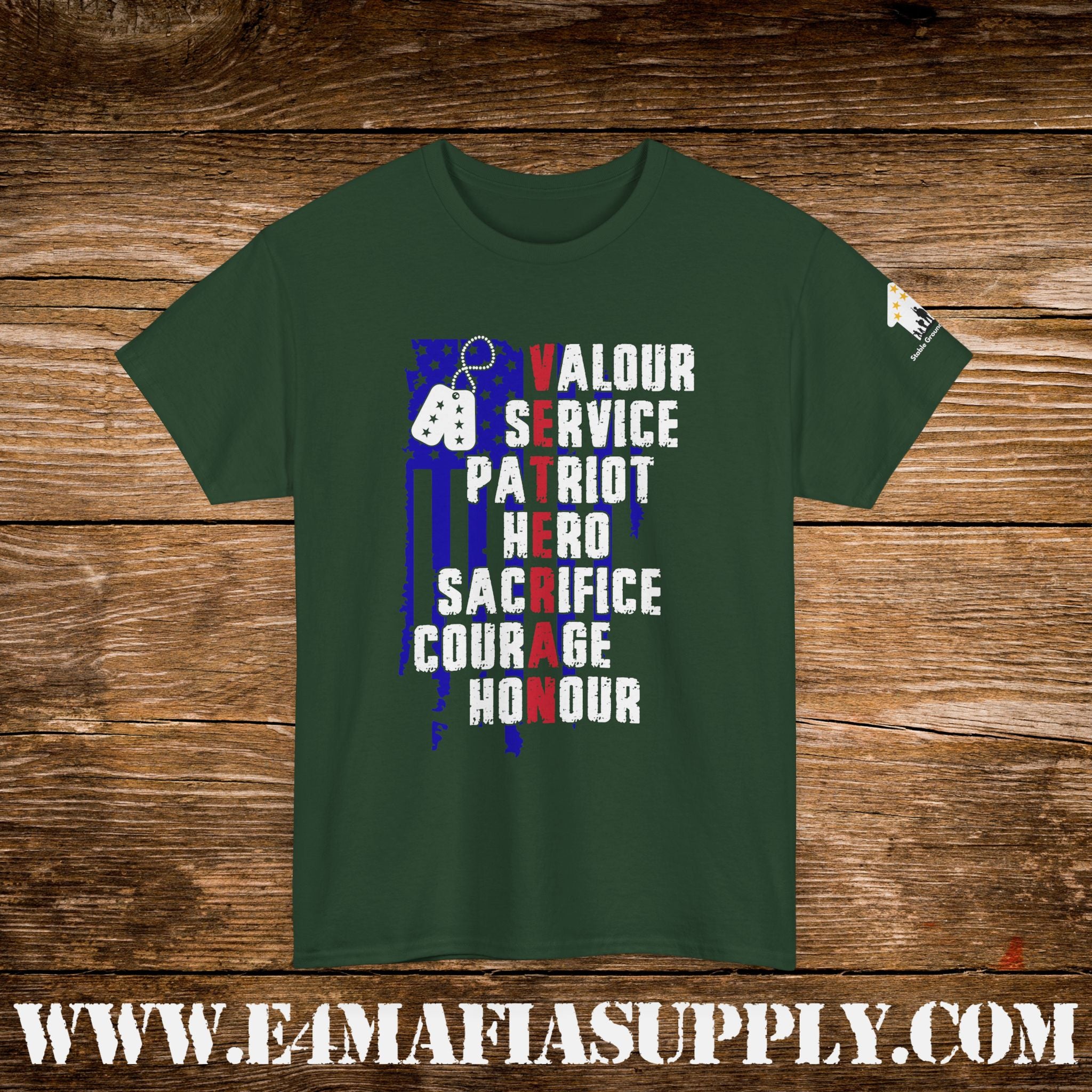 “Valour, Service, Patriot, Hero” – Military Pride & Sacrifice T-Shirt
