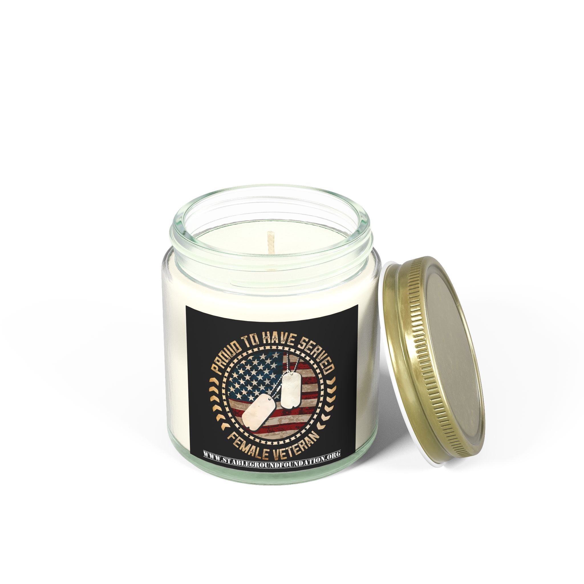 Proud to Have Served Candle – Female Veteran Dog Tag Tribute Candle
