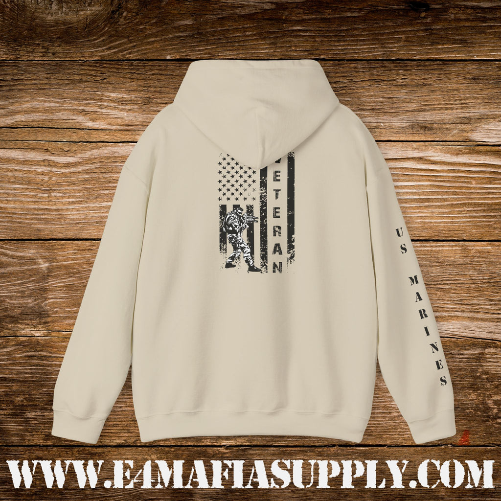 US Marines Vertical Flag Veteran Hoodie