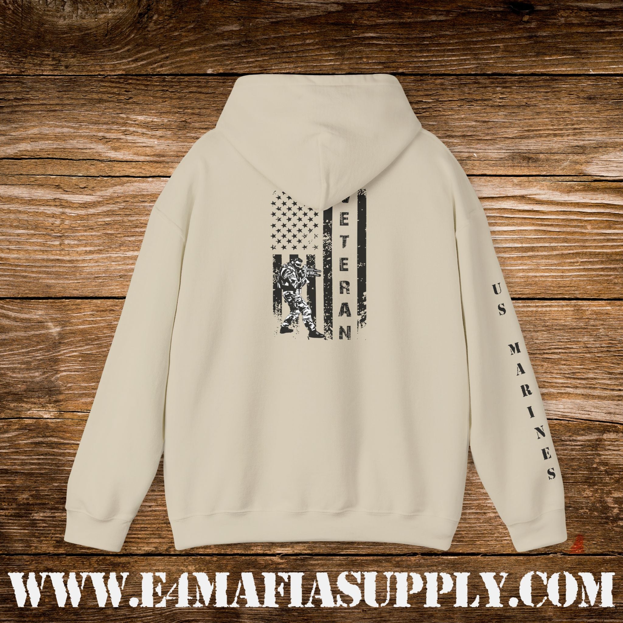 US Marines Vertical Flag Veteran Hoodie