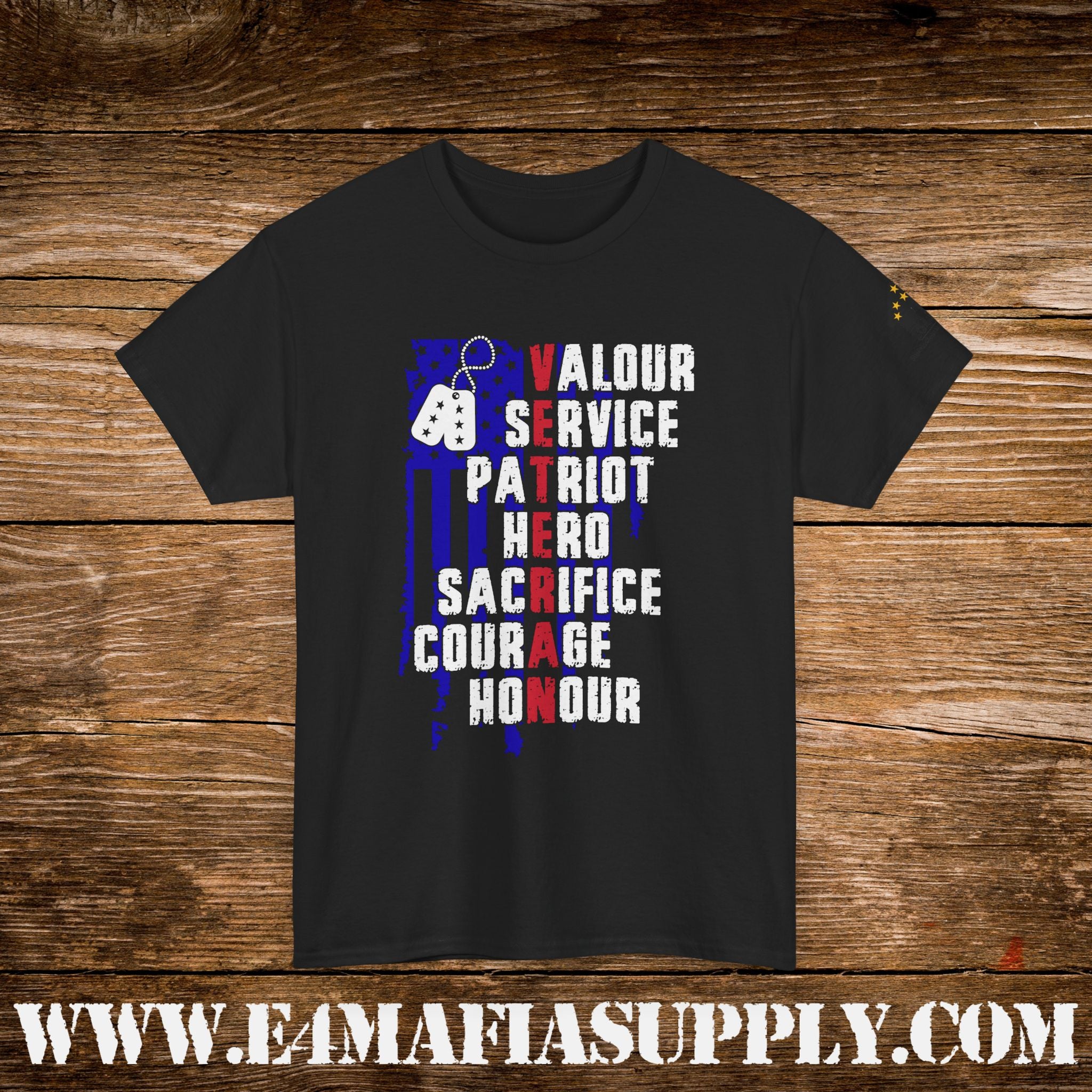 “Valour, Service, Patriot, Hero” – Military Pride & Sacrifice T-Shirt