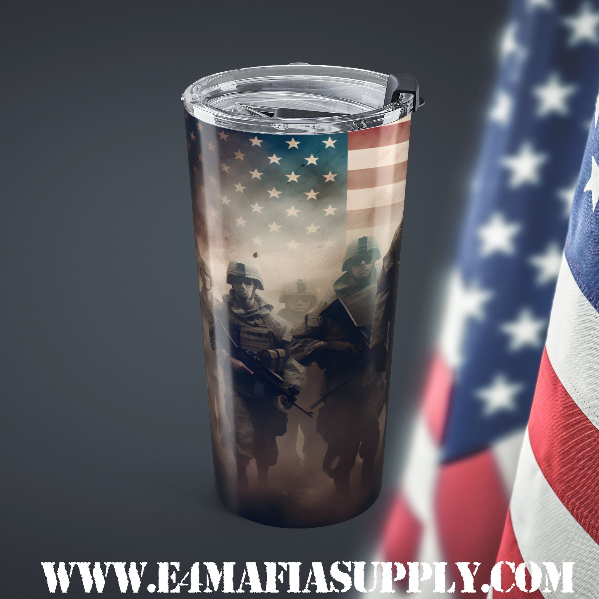 Frontline Freedom — Patriotic Soldier Tumbler for the Brave and the United