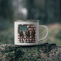 Three Soldiers Coffee Cup – American Flag Brotherhood Tribute Enamel Cup