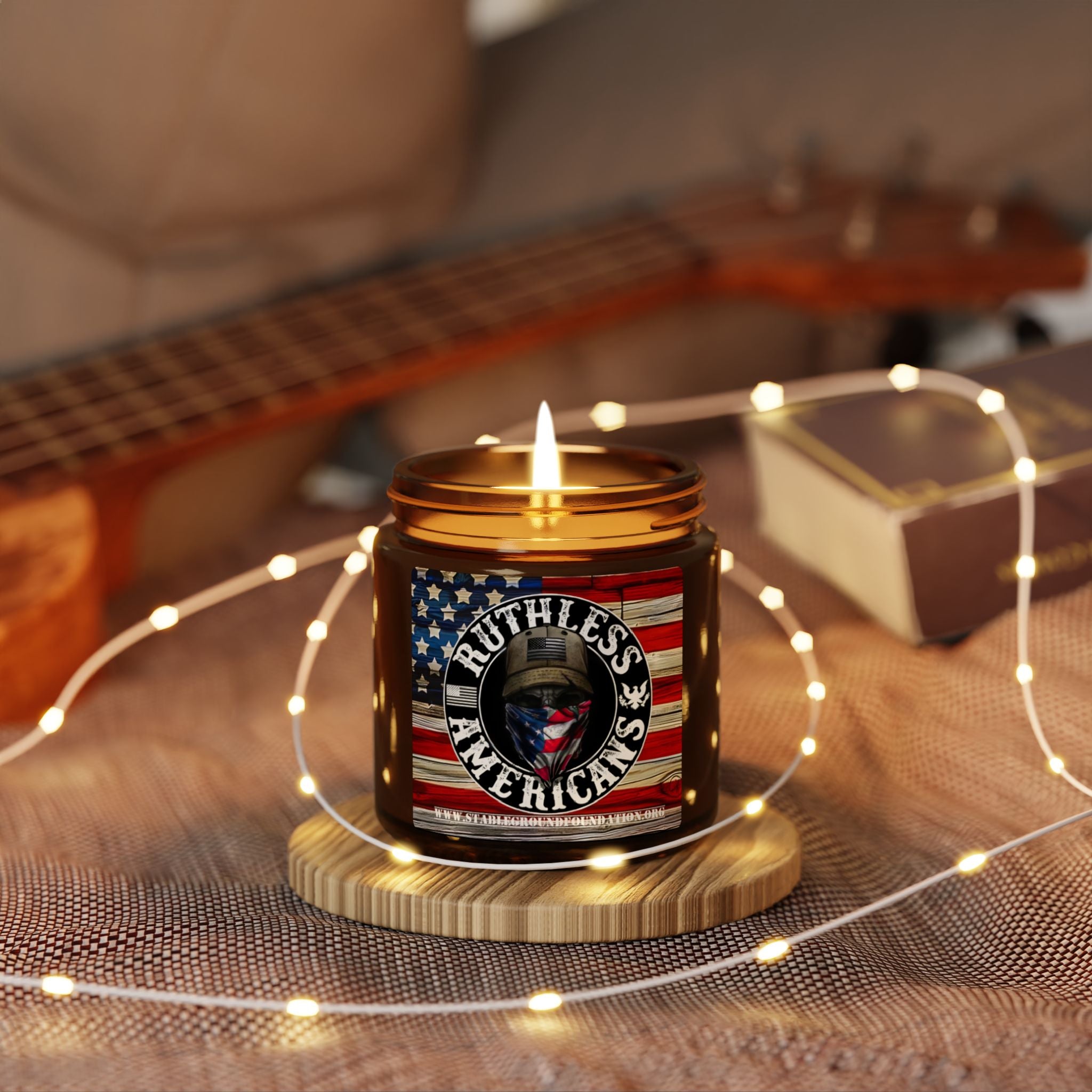 Ruthless Americans Amber Jar Candle | Patriotic Veteran Gift with Grit and Glory