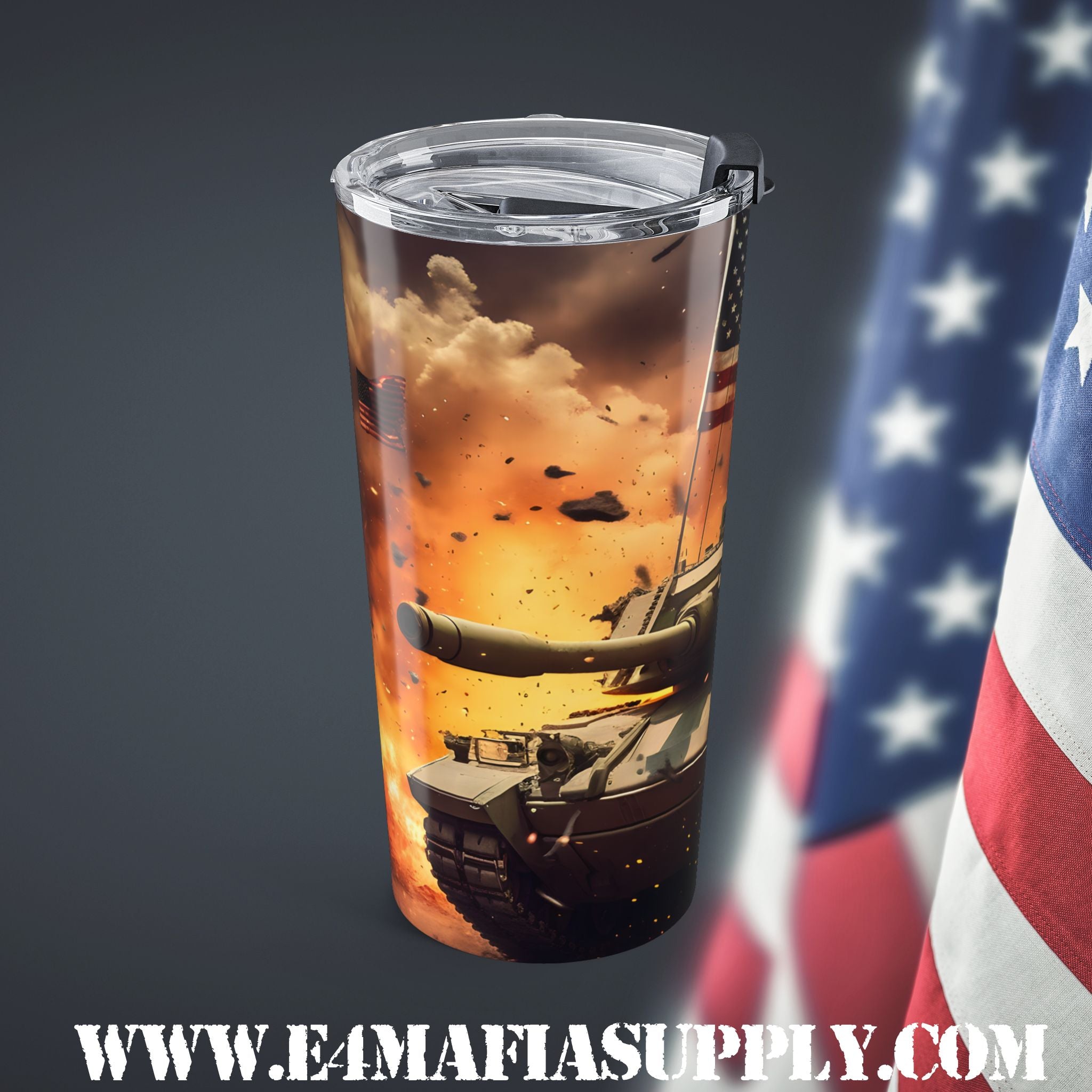 Steel & Glory — Patriotic Tank Tumbler Built for the Bold
