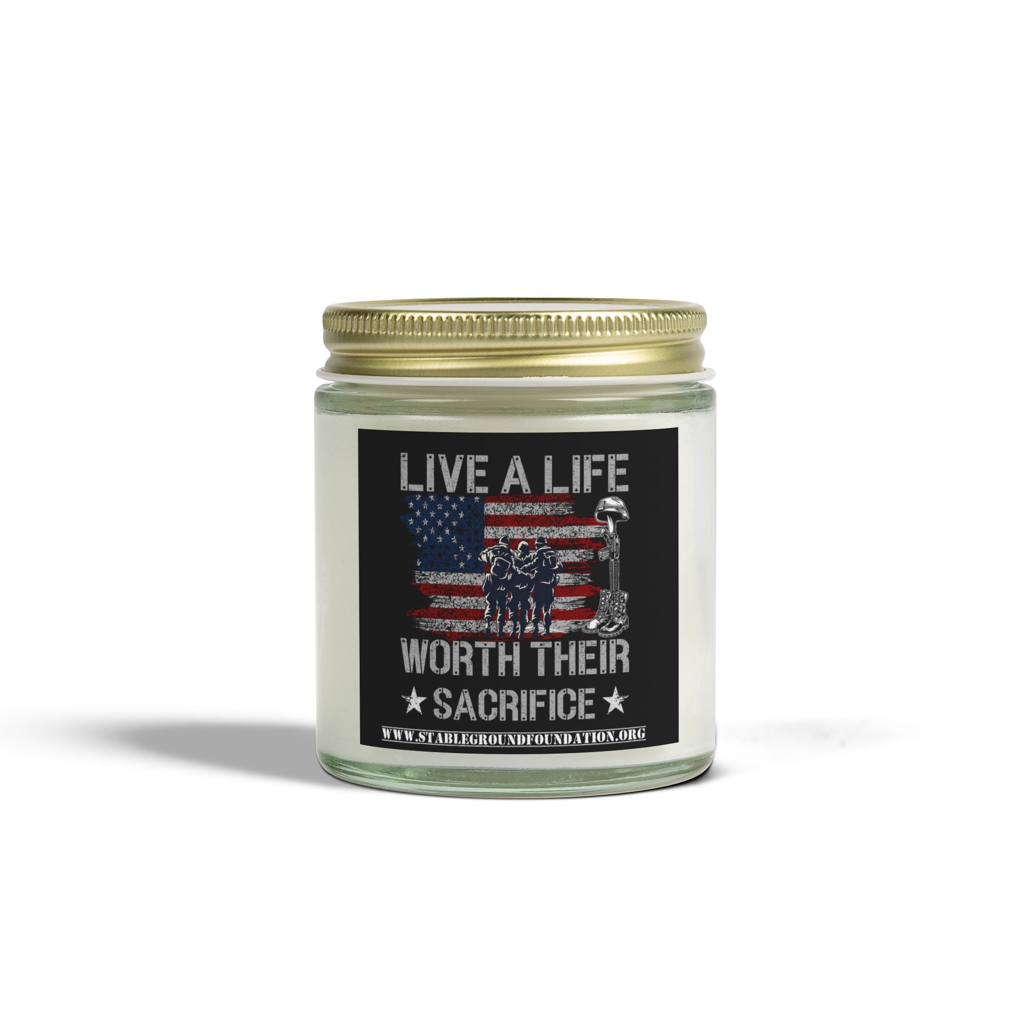 Live a Life Worth Their Sacrifice Candle | Patriotic Veteran Memorial Gift