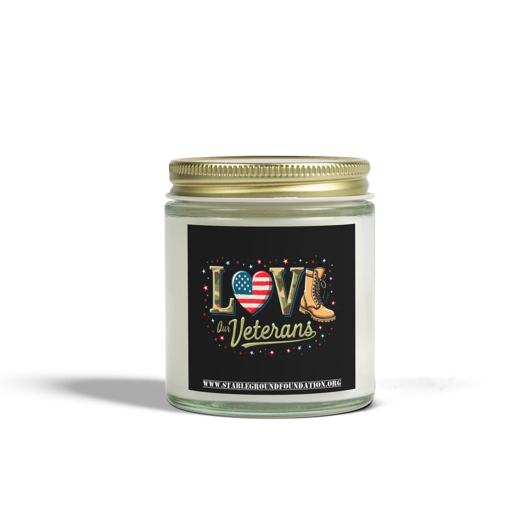 Love Veterans Candle – Honor, Light, and a Touch of Gold